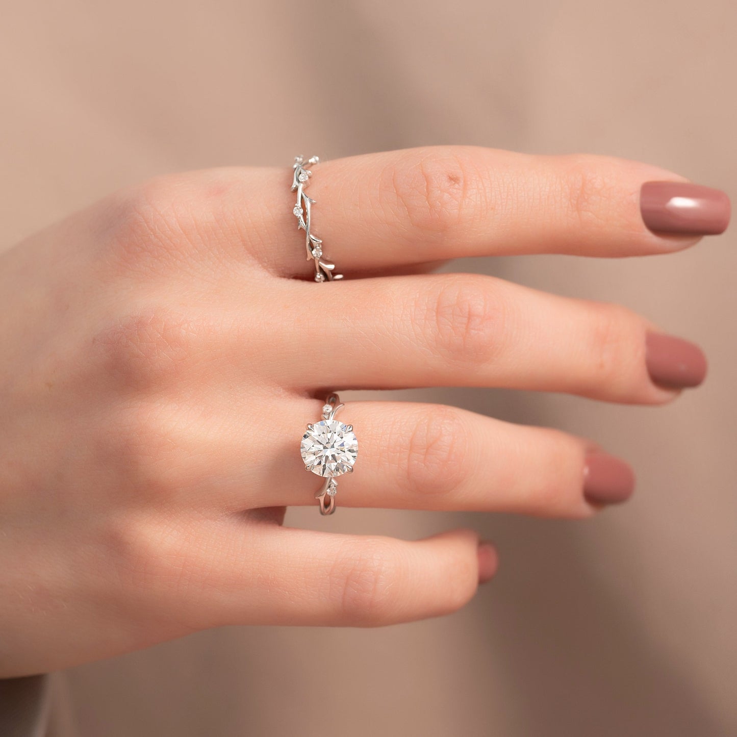 2.50 CT Round The Twig Engagement Ring