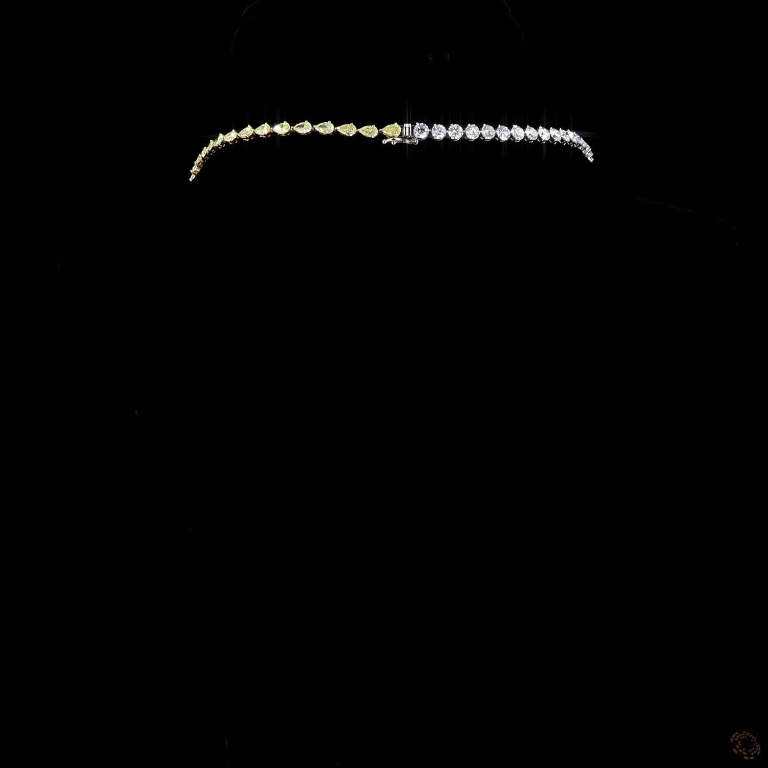 33.4 Ct Avant-garde Y-necklace lariat silhouette with asymmetrical neck strands uniting at a central focal diamond