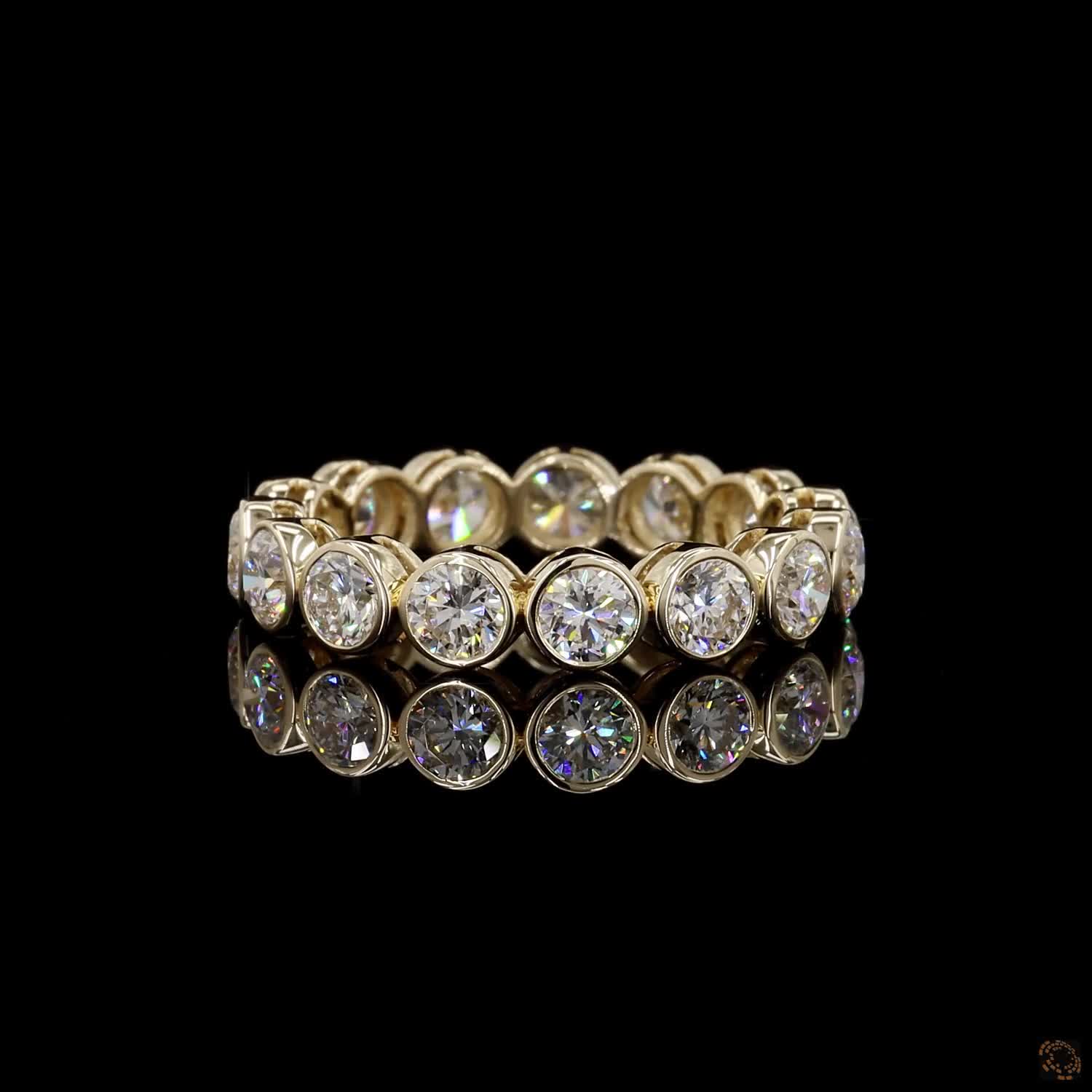 2.79 Ct Round Cut Diamond Bezel Eternity Band – 14KYellow Gold Floating Bezel Wedding Ring
