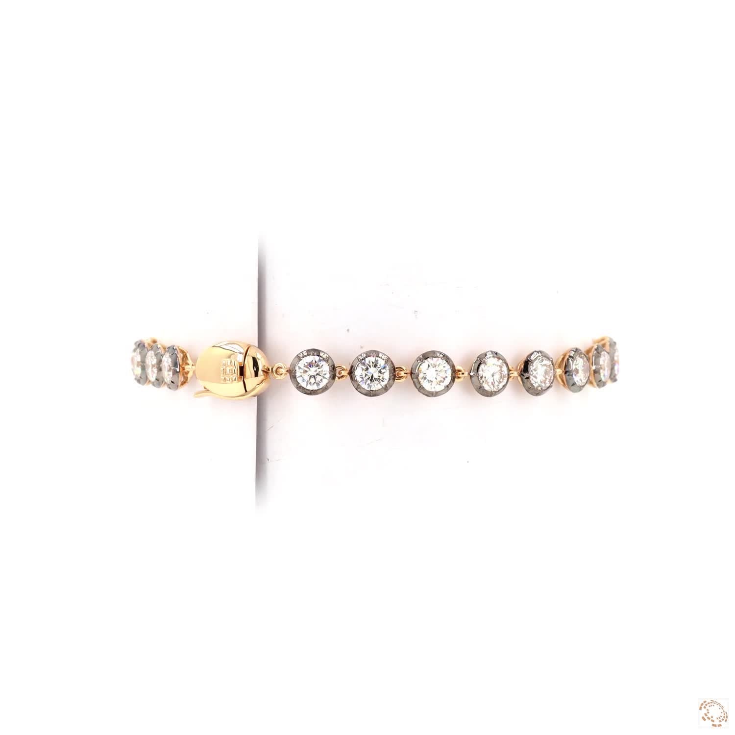 6.37 Ct Two-Tone Graduated Round Diamond Bezel Line Bracelet