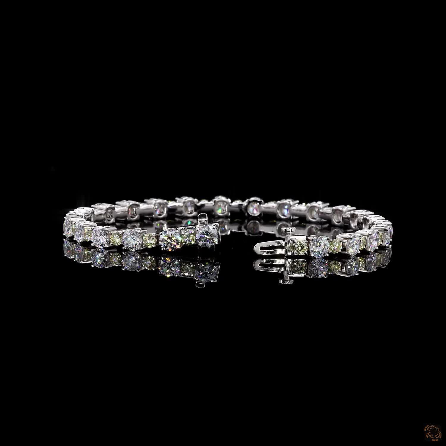 9.24 Ct Classic Stackable Tennis Fancy Color Diamond Bracelet