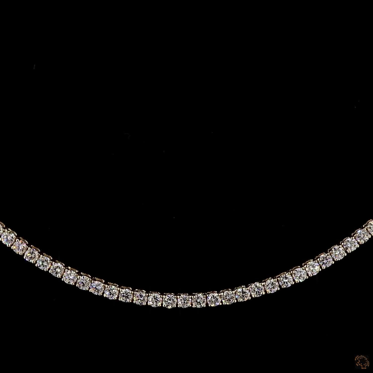 7.07 Ct Minimalist Single Row Graduated Round Diamond Yellow Gold Statement Chain