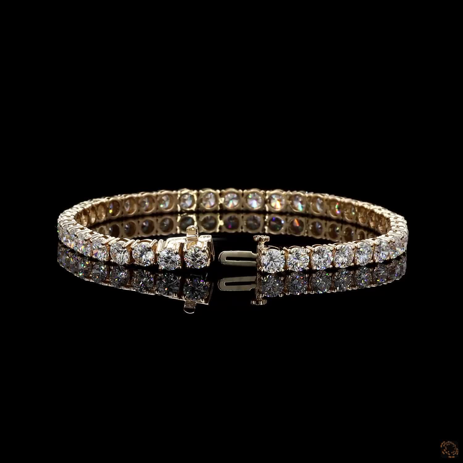 10.64 Ct Graduated Round Cut Tennis Bracelet in 14K Yellow Gold | Center-Focused Diamond Alternative Line Bracelet