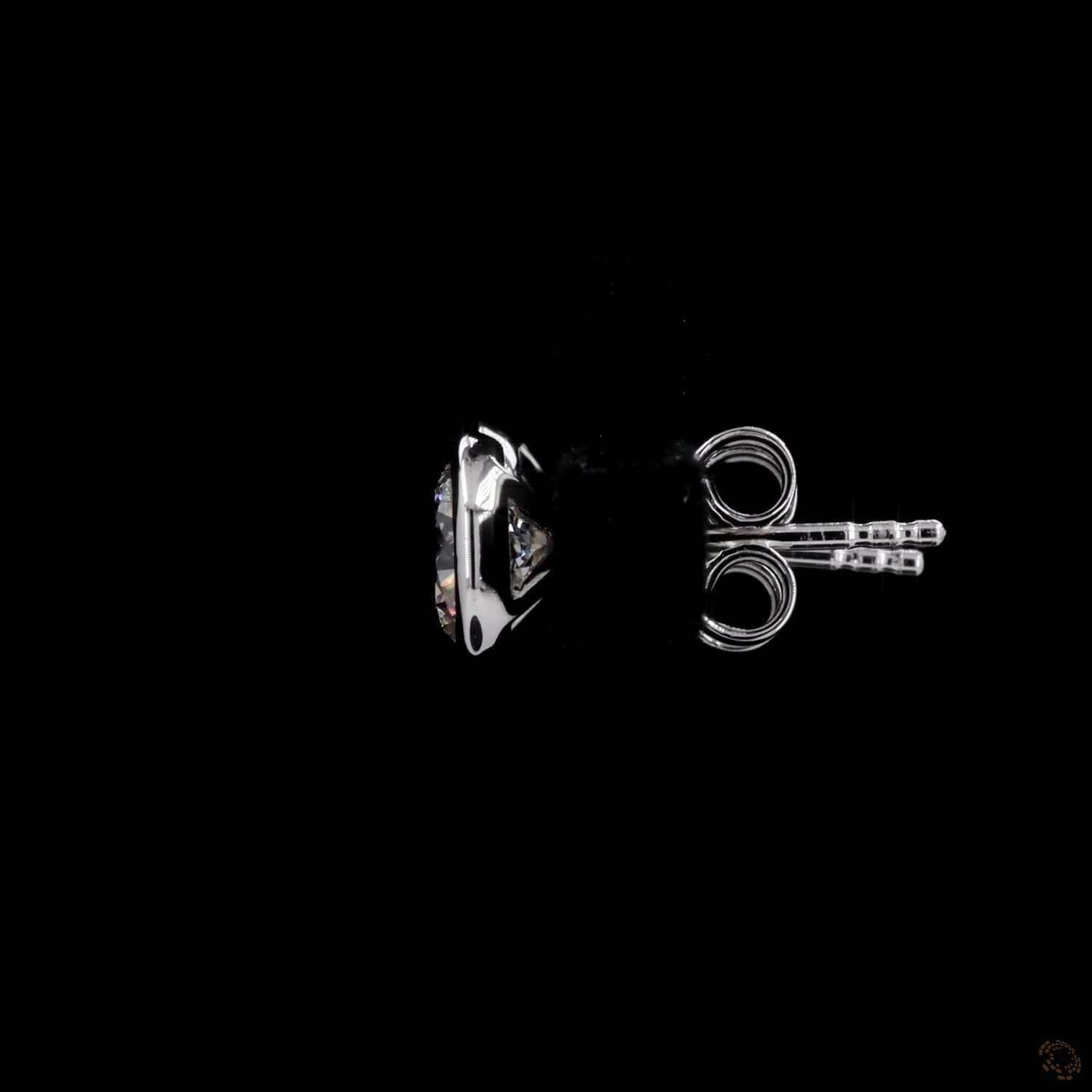 2.13 Ct Round Diamond Solitaire Stud Earrings, High-Polish 14K White Gold Compass-Set Single-Claw Studs for Women