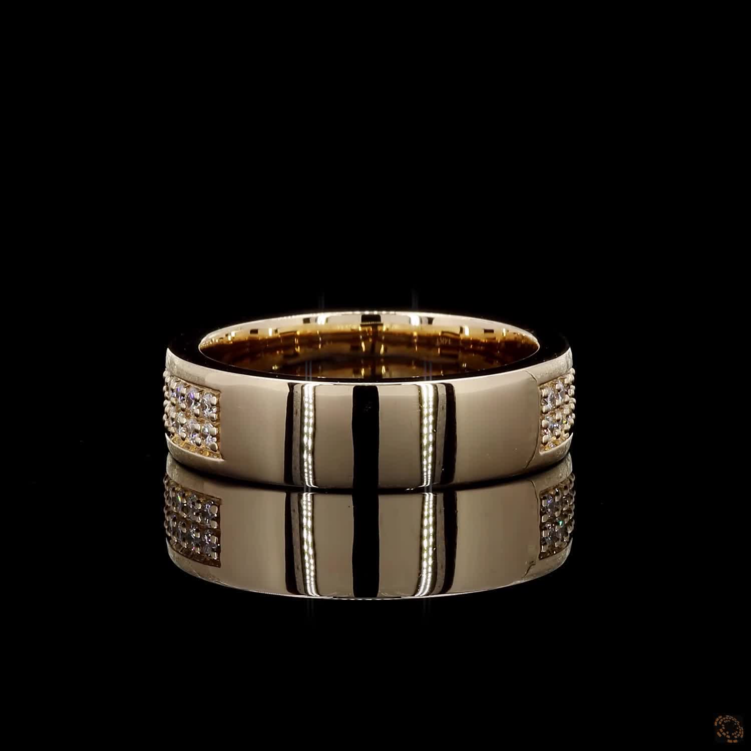 0.91 Ct Yellow Gold 62 Round Diamond Wedding Band Ring