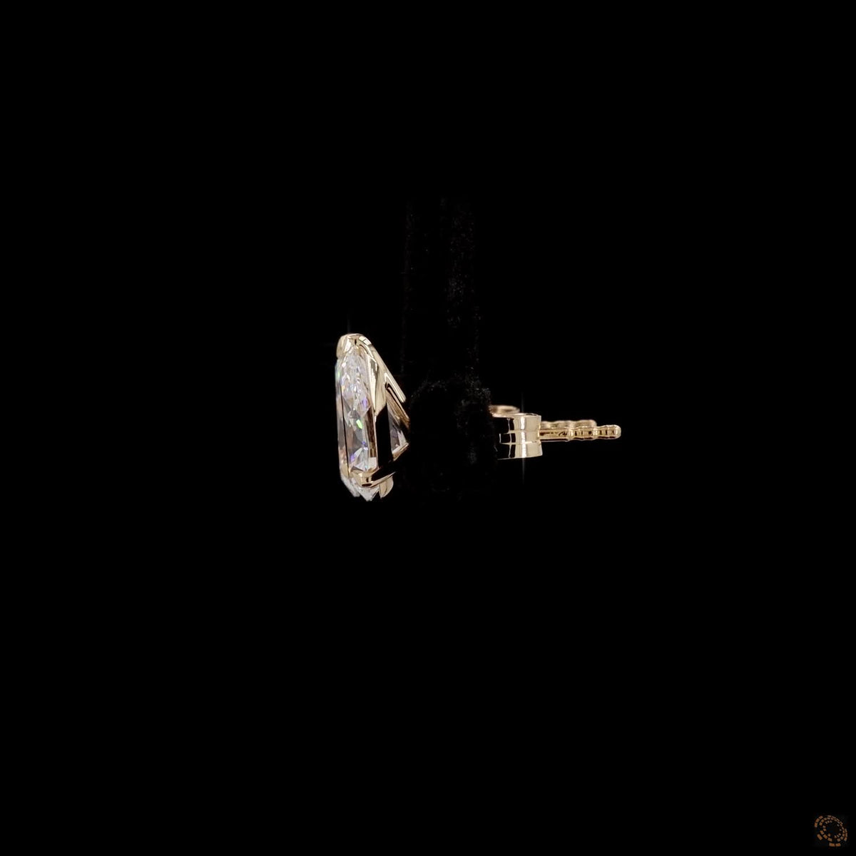 2.01 Ct Three-Prong Pear Cut Diamond Stud Earrings in Yellow Gold