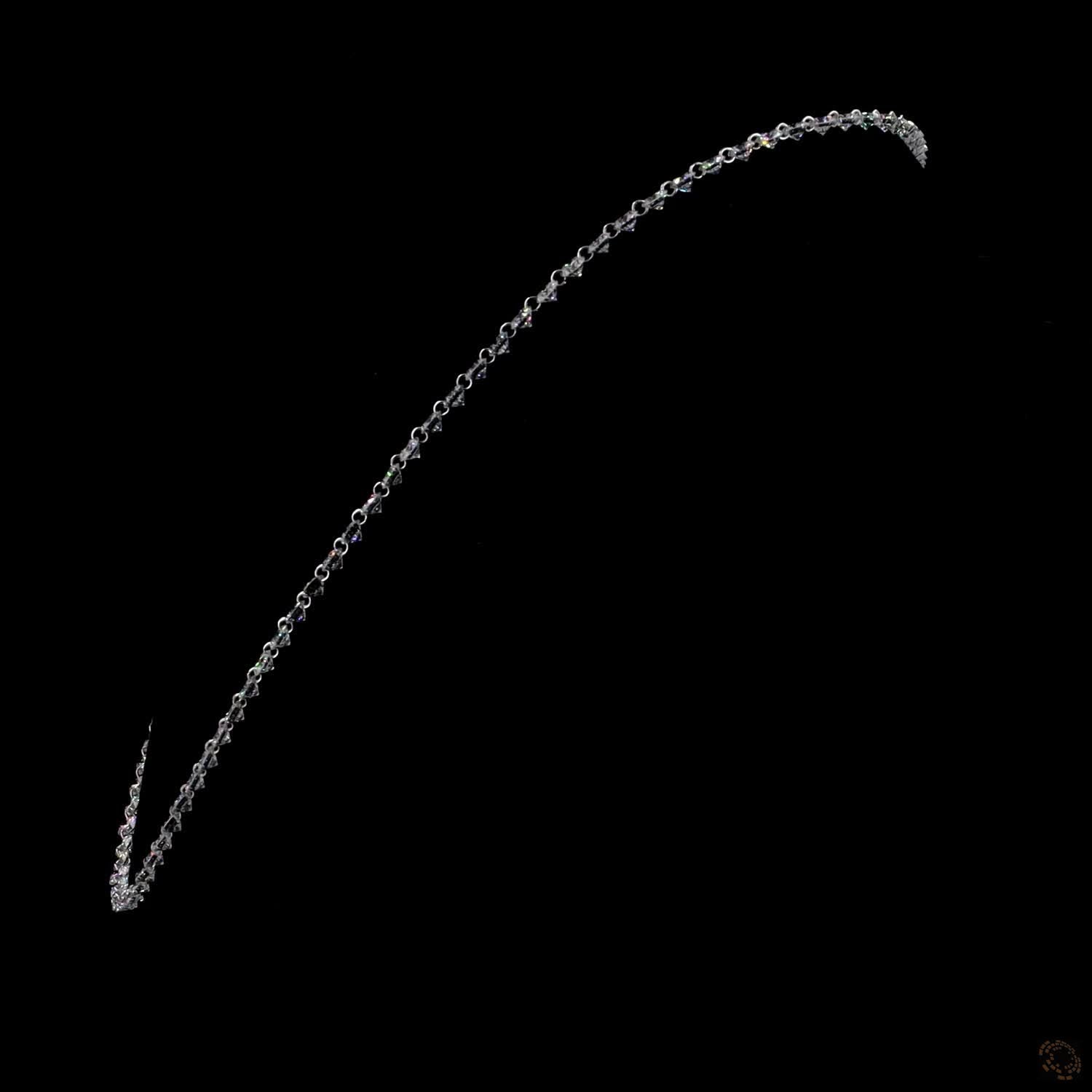 19.40 Ct white gold graduated tennis necklace, round diamond Riviera necklace, delicate prong set diamond strand, floating diamond choker, white gold diamond tennis necklace