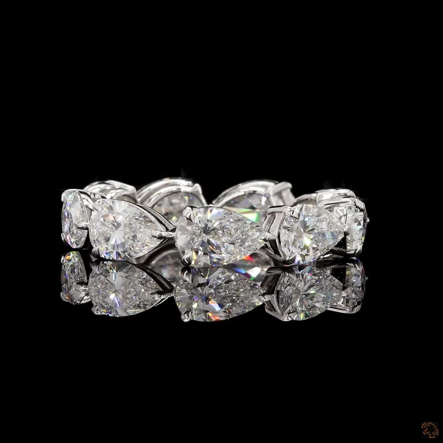 5.14 Ct Pear Cut Lab Grown Diamond Eternity Band Ring in 14K White Gold | Shared Prong Full Eternity Wedding Band | Anniversary Ring for Women