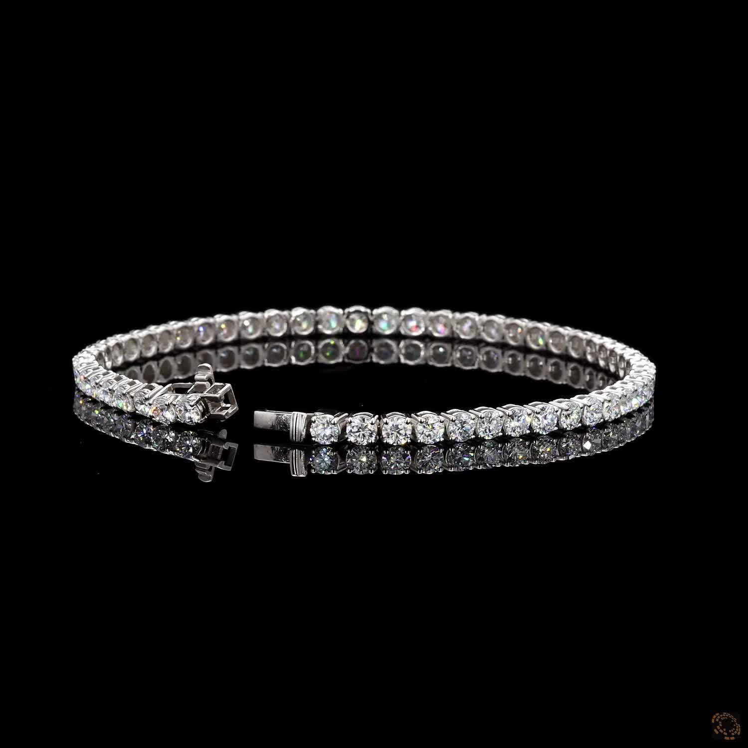 5.92 Ct White Gold Round Cut Moissanite Tennis Bracelet, Traditional 4-Prong Eternity Line Bracelet, Icy Fine Jewelry Gift for Her