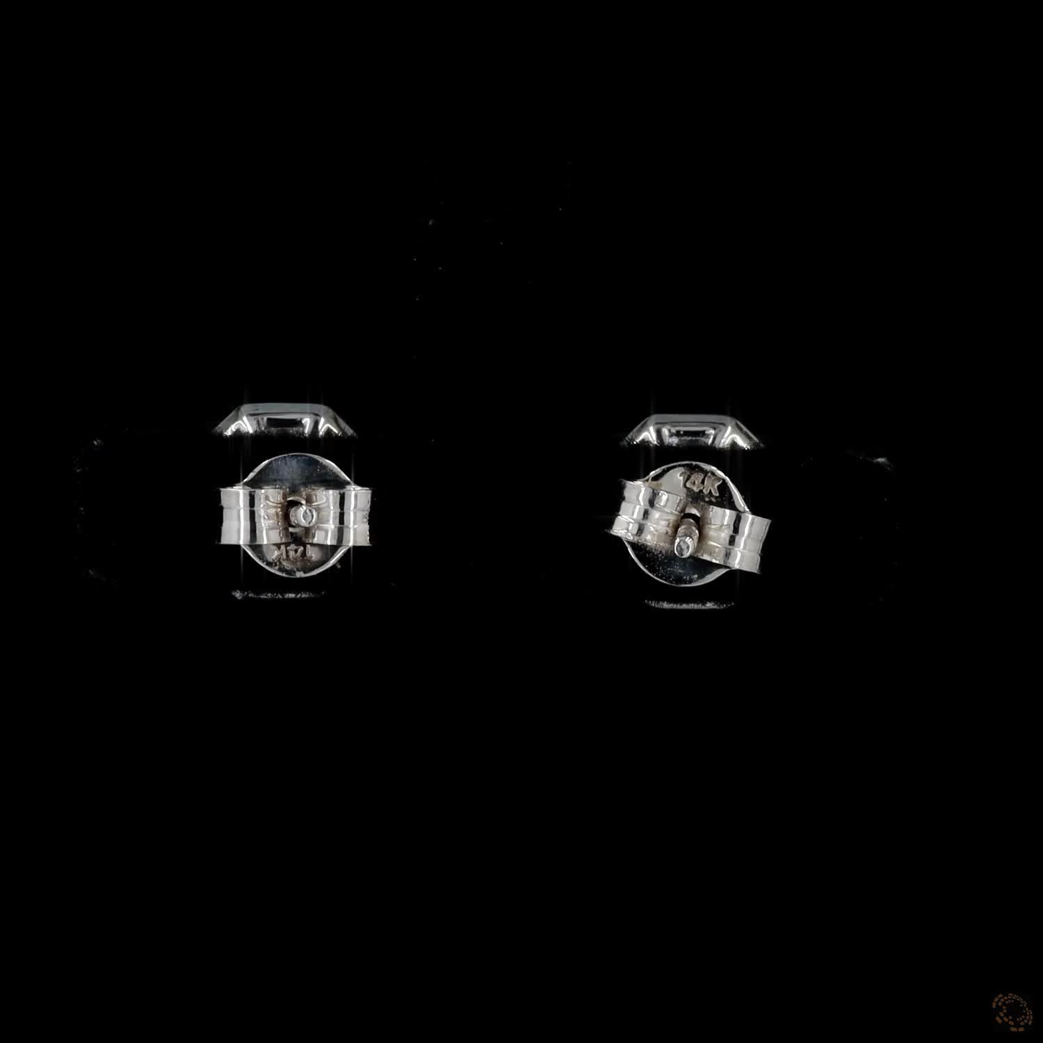 3.19 Ct 14K White Gold Octagon Cut Solitaire Bezel Set Stud Earrings