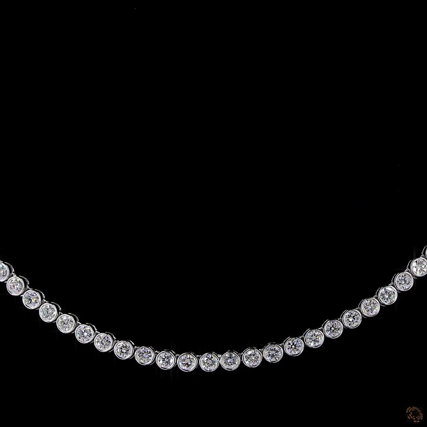 6.43 Ct Bezel-Set Round Cut Lab-Grown Diamond Tennis Necklace in 14K White Gold