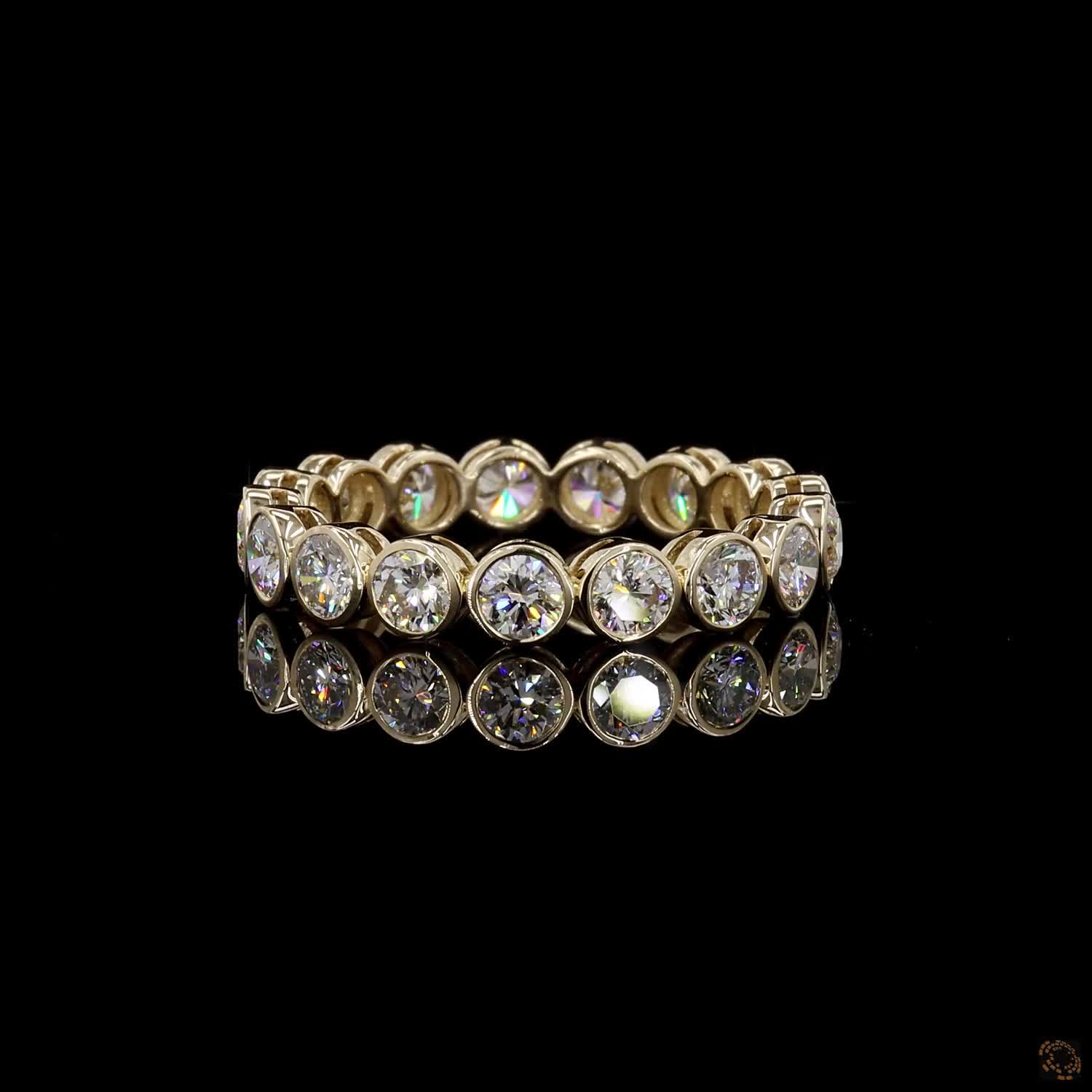 1.90 Ct Round Cut Diamond Bezel Eternity Band – 14K Yellow Gold Floating Bezel Wedding Ring