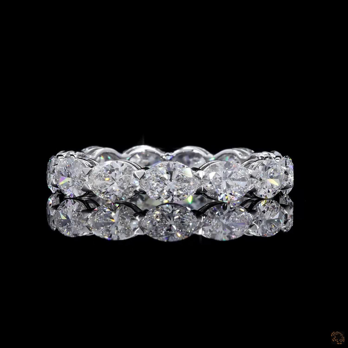 3.29 Ct East-West Oval Cut Diamond Eternity Band in White Gold