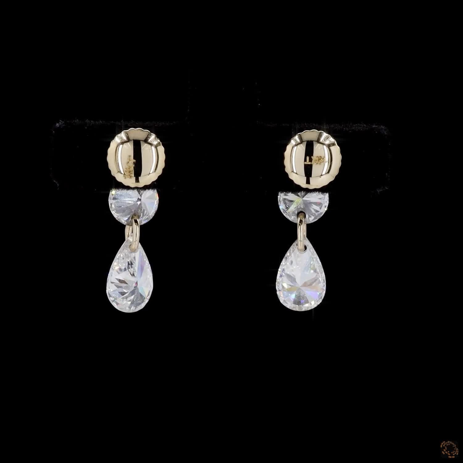 1.89 Cts 14K YELLOW GOLD Pear Shape Crawler Earring
