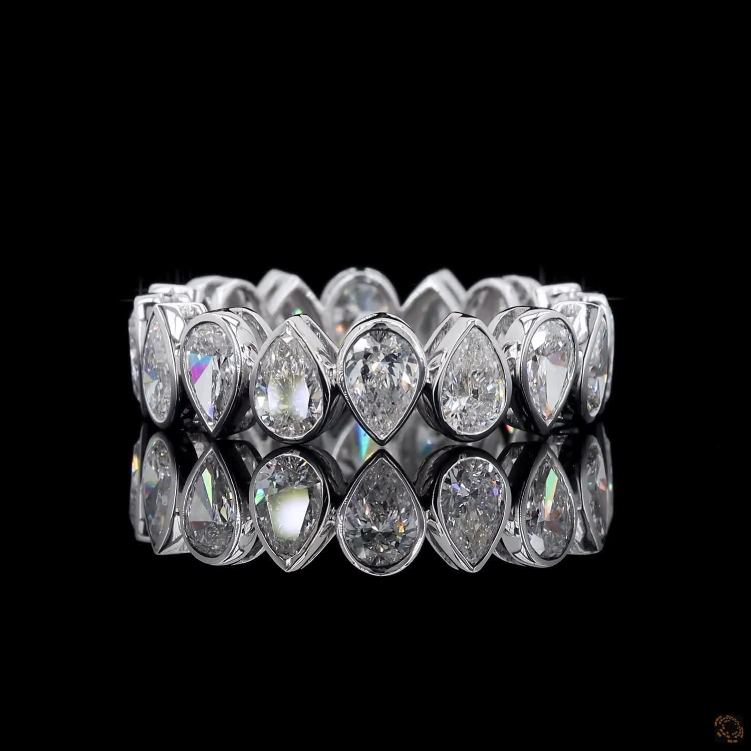 4.16 Ct Bezel-Set Pear Cut Diamond Eternity Band in White Gold