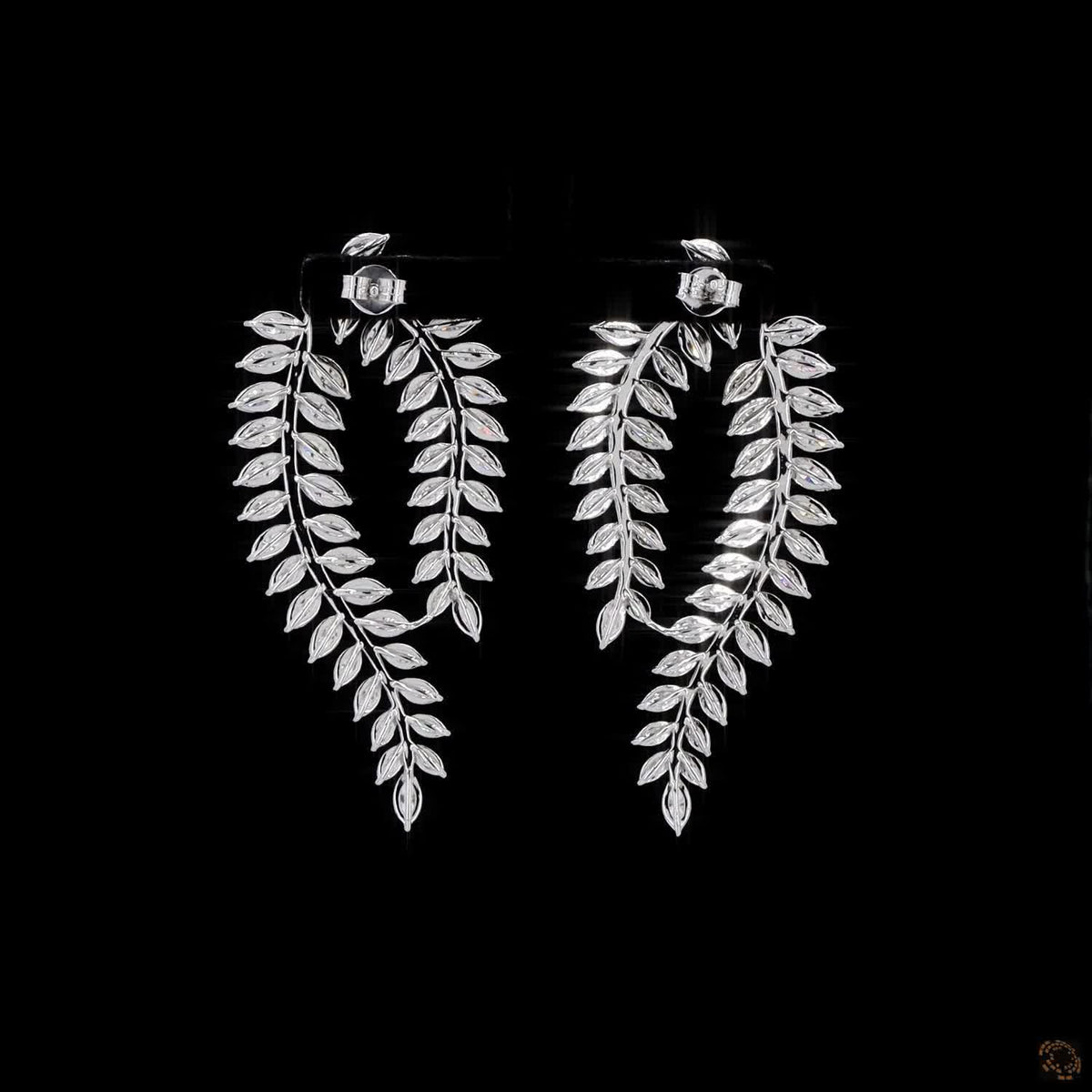 11.47 Ct Marquise Cut Diamond Leaf Drop Earrings | Luxury White Gold Vine Statement Earrings