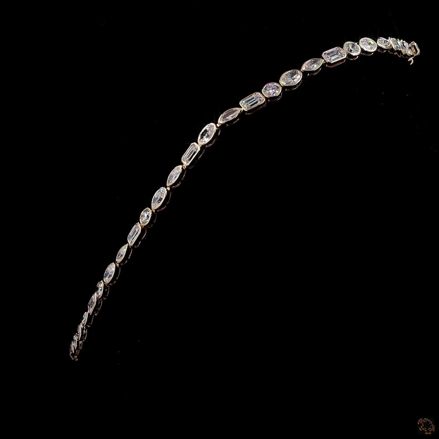 20.70 Ct Bezel Set Mixed Fancy Cut Diamond Riviera Eternity Necklace