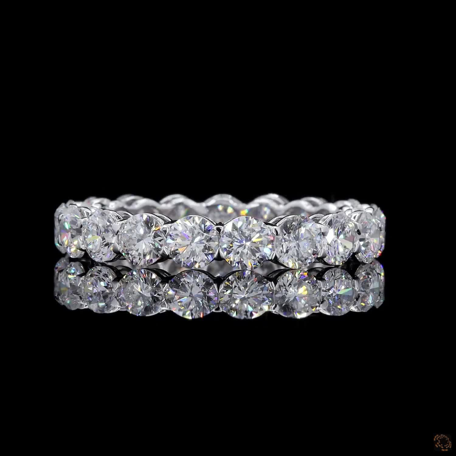 3.06 Ct Classic Round Brilliant Diamond Wedding Band in White Gold