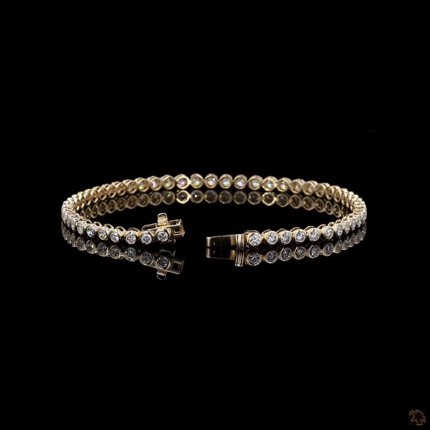 2.77 Ct Bezel Set Round Moissanite Tennis Bracelet in 14K Yellow Gold | Uniform Round Diamond Alternative Line Bracelet