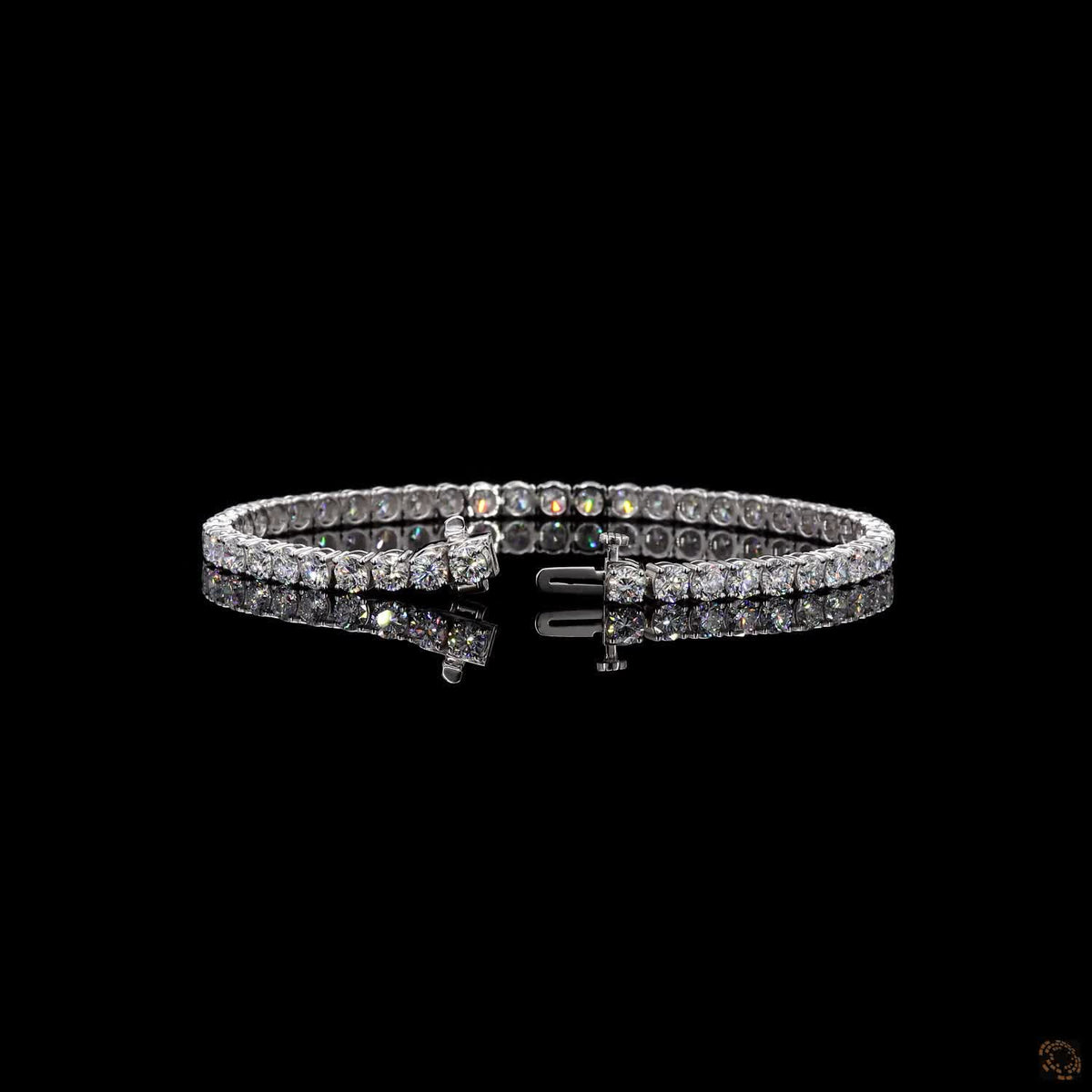8.19 Ct 14K White Gold Round Tennis Bracelet with Double Latch Box Clasp
