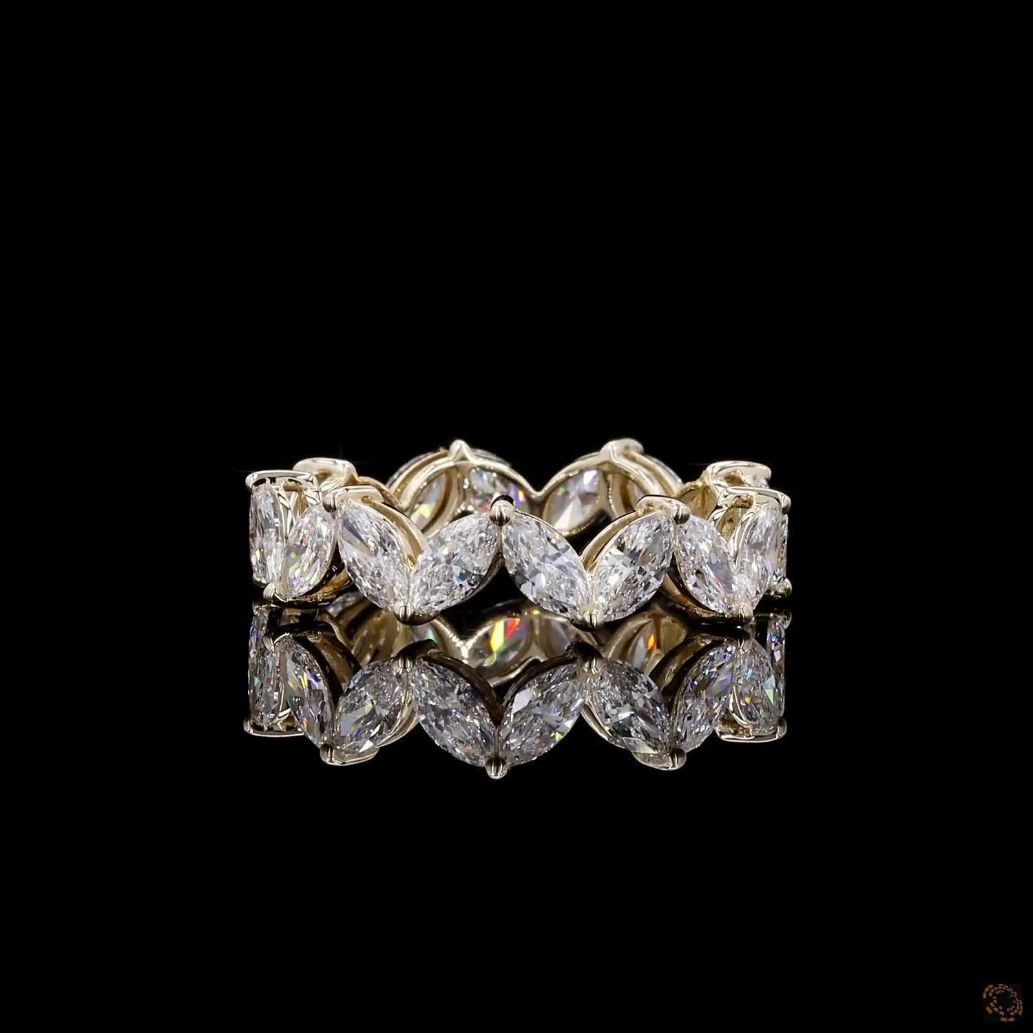 2.77 Ct Marquise Cut Diamond Eternity Ring | 14K Yellow Gold Lab Grown Diamond Wedding Band