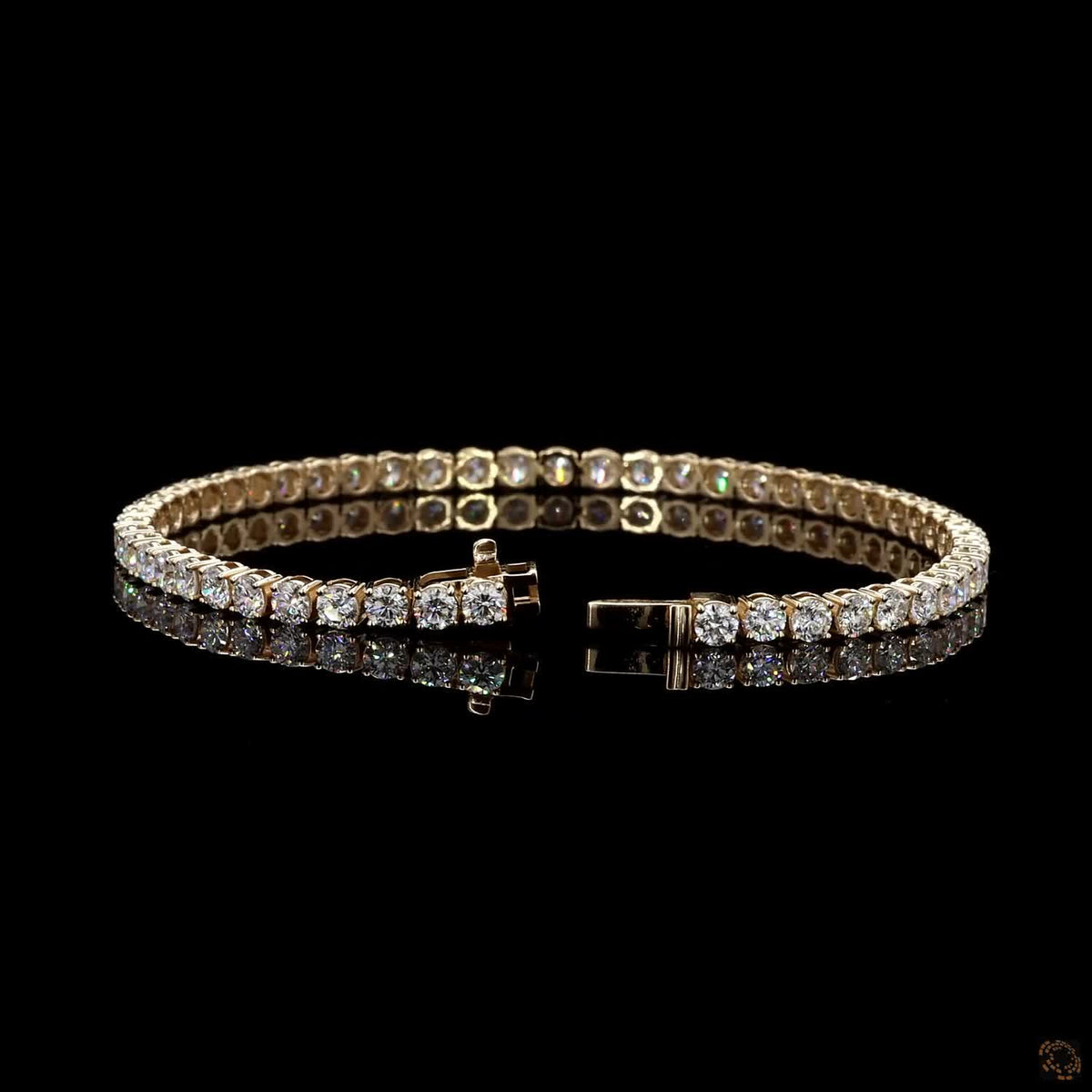 5.92 Ct Classic Round Cut Tennis Bracelet in 14K Yellow Gold | Standard 4-Prong Diamond Alternative Line Bracelet