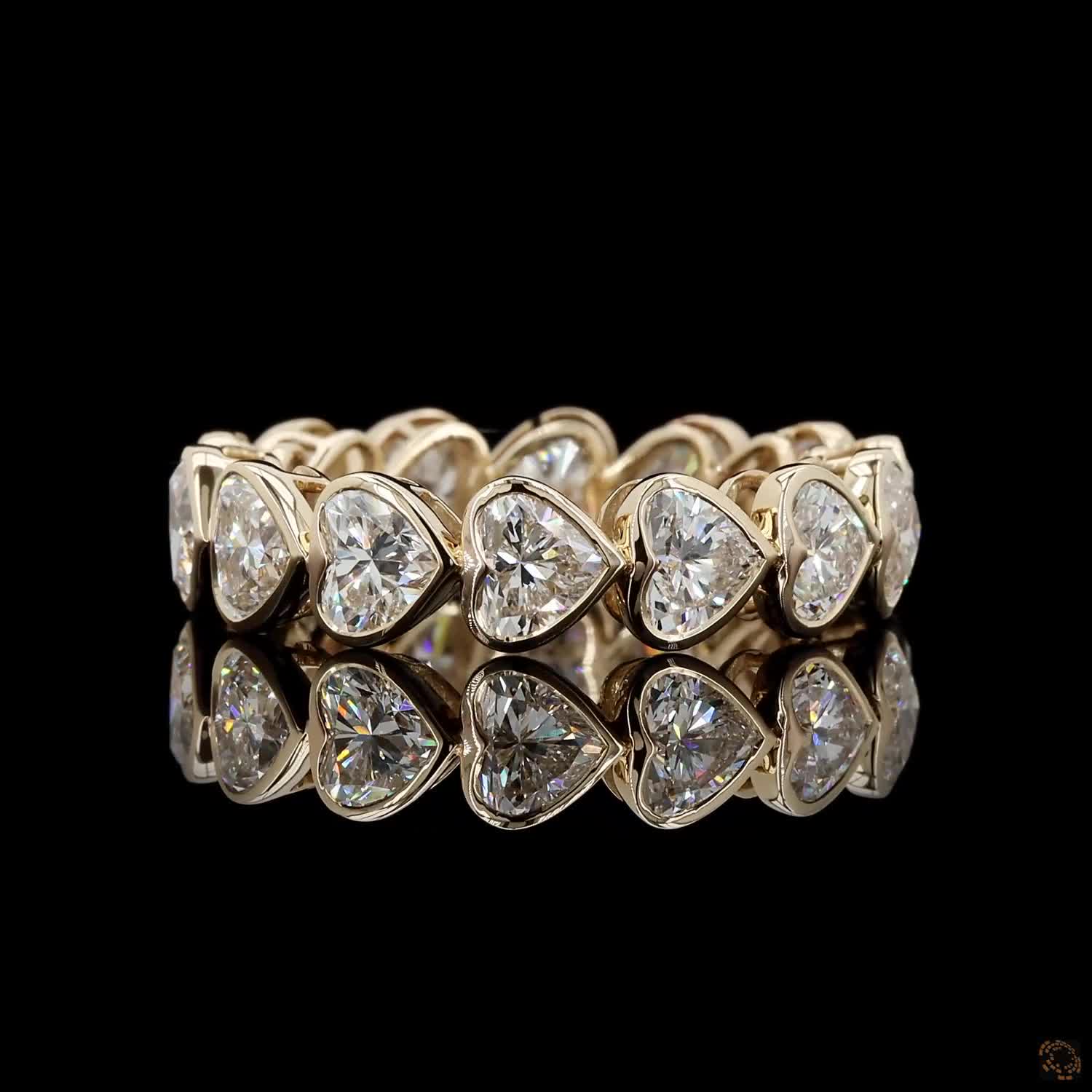 5.38 Ct Bezel-Set Heart Cut Diamond Eternity Band in 14K Yellow Gold