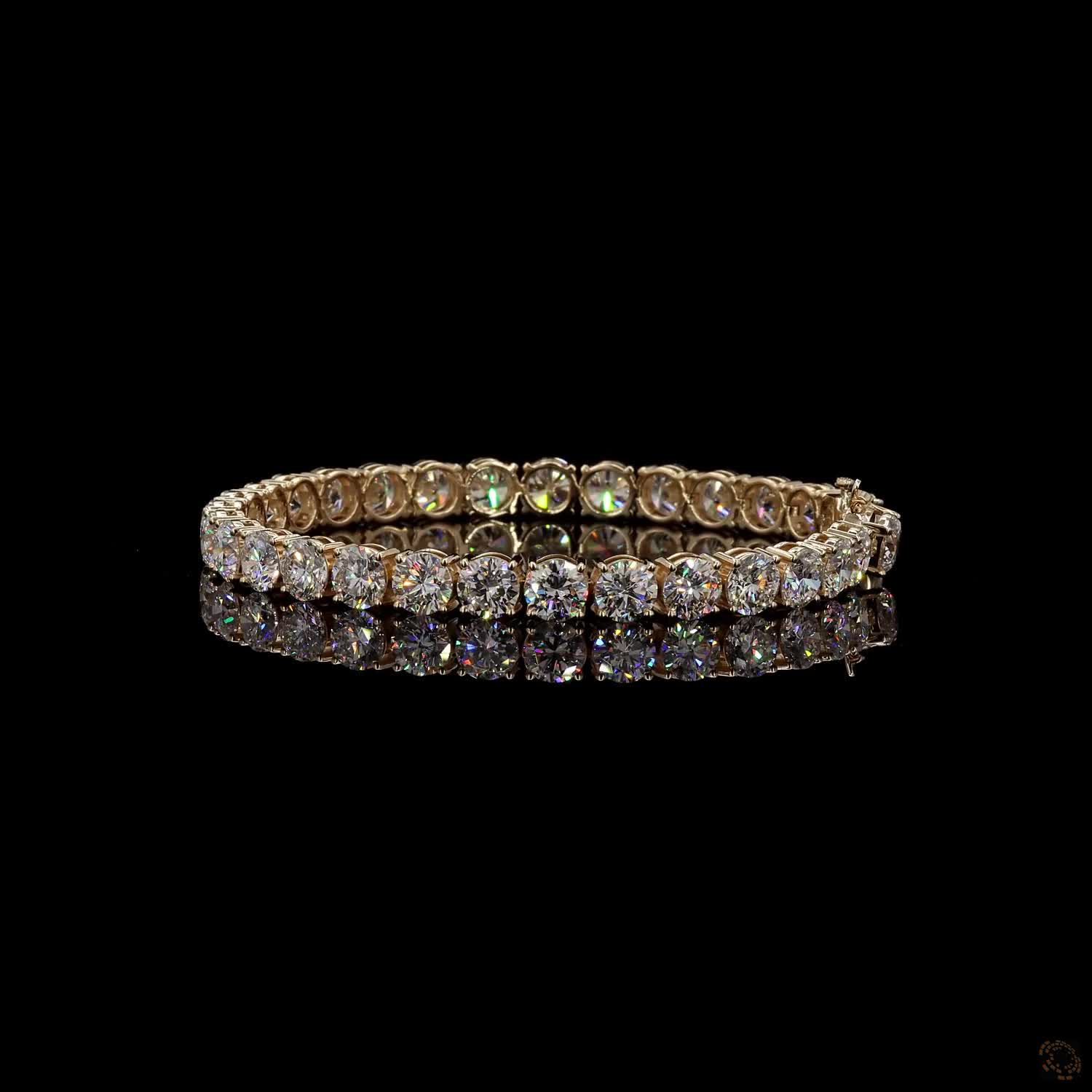 23.27 Classic Round Diamond Tennis Bracelet in Yellow Gold | Elegant Bridal & Anniversary Jewelry
