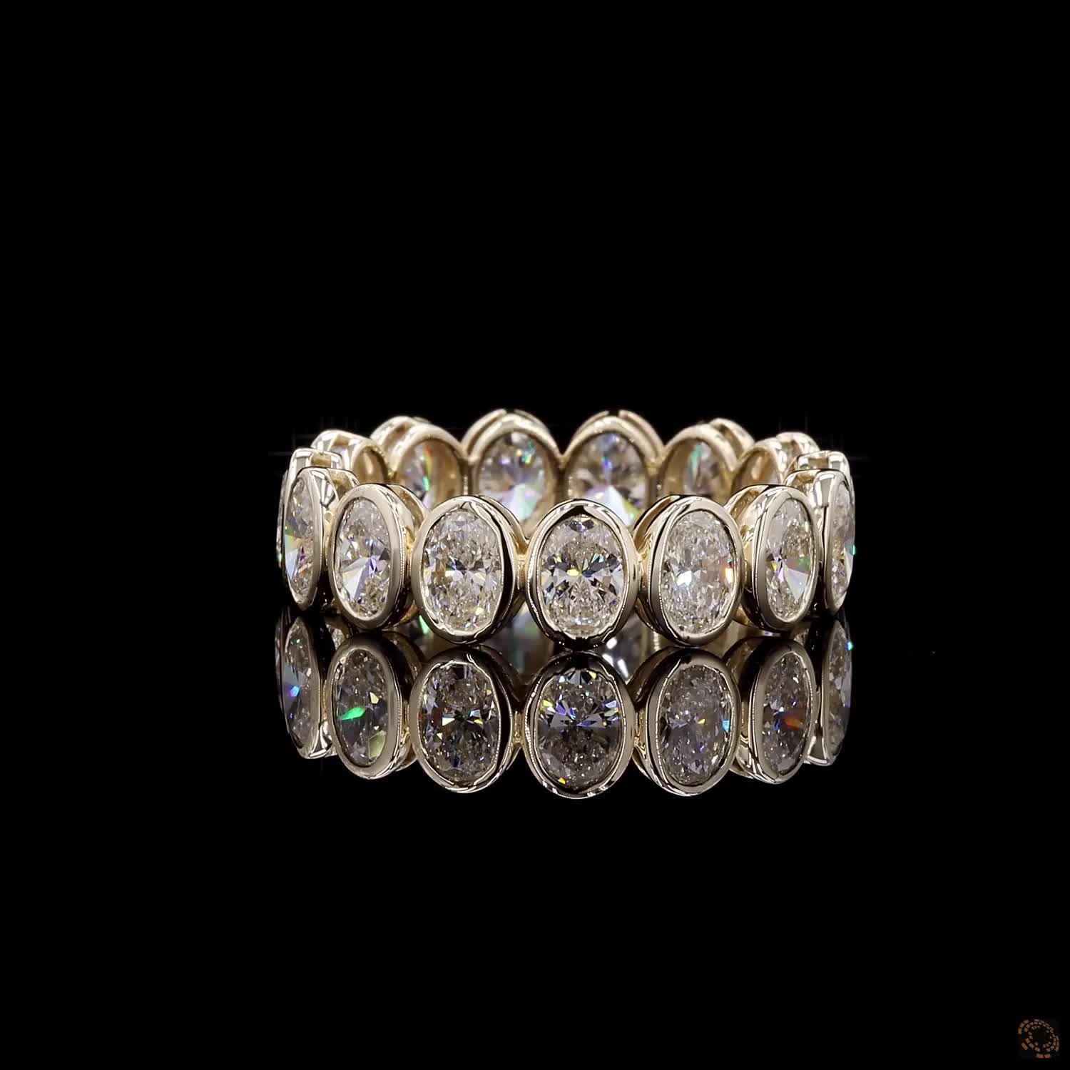 3.81 Ct Vertical Oval Cut Diamond Full Bezel Eternity Ring