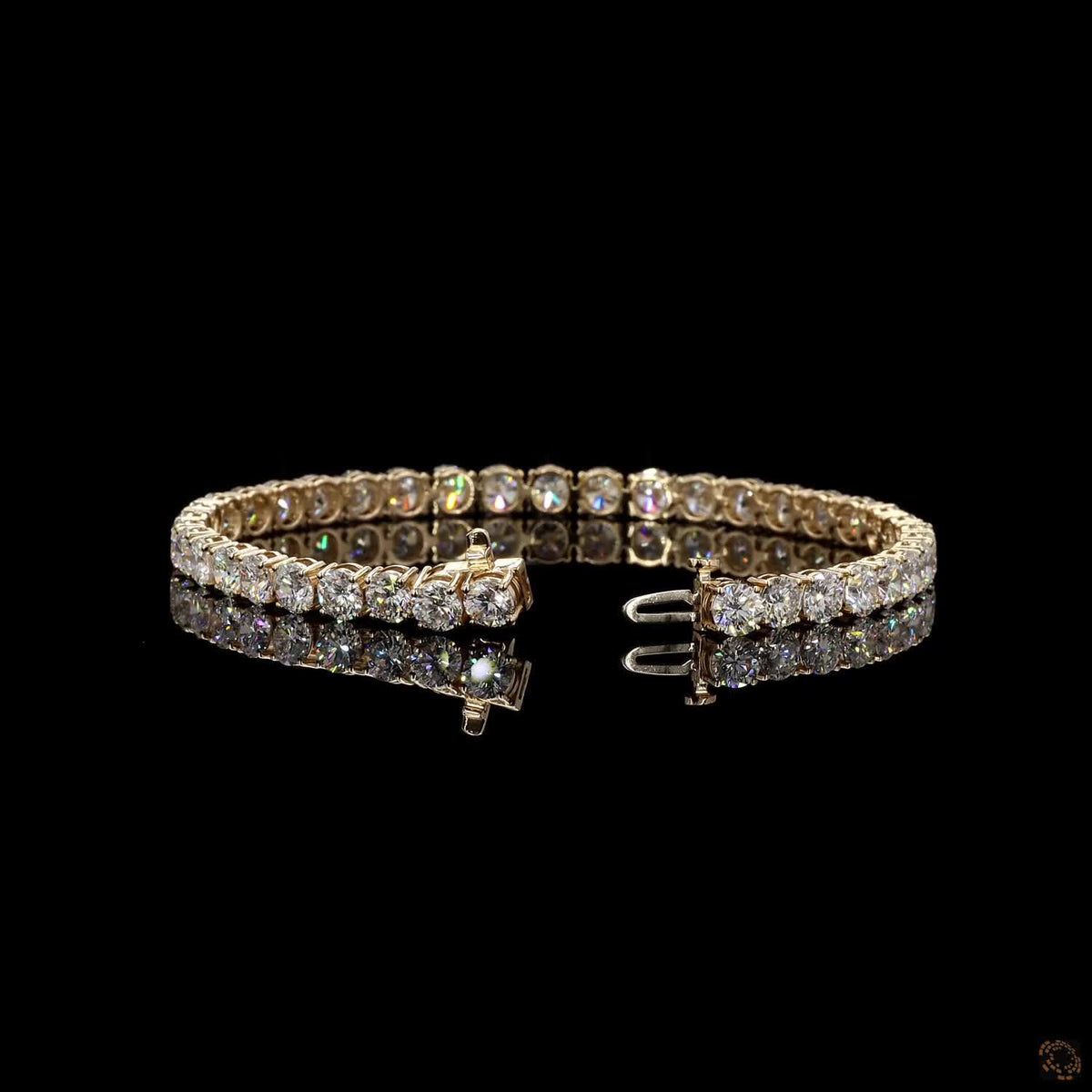 12.63 Ct 14K Yellow GOLD Round Shape Tennis Bracelet