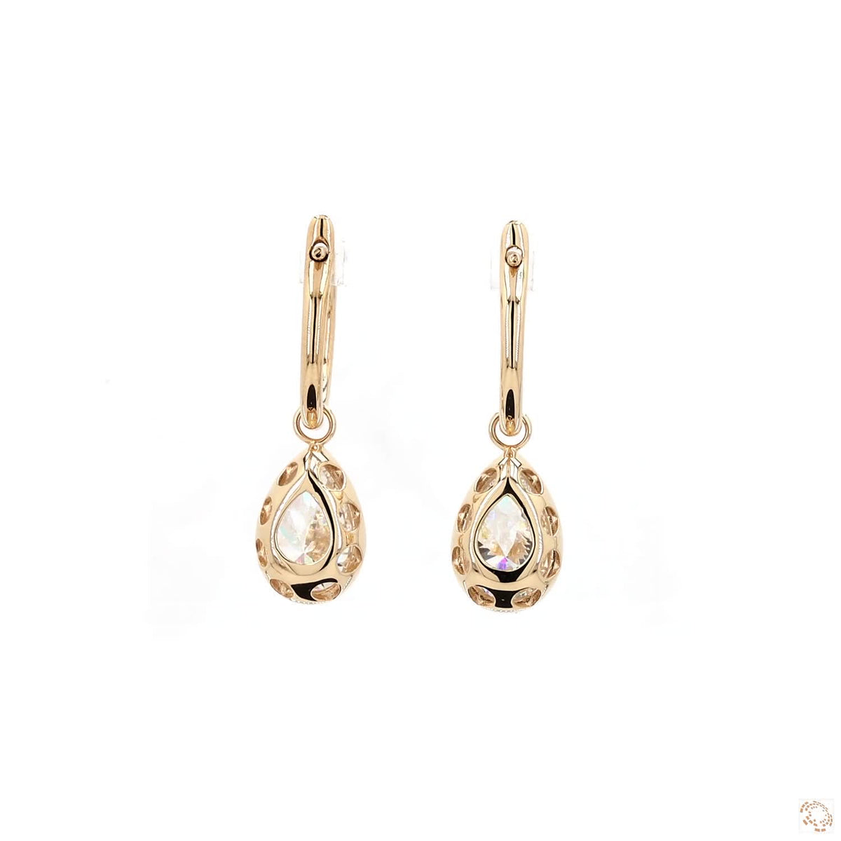 5.07 Ct Gold Pear Solitaire Dangle Earrings | Luxury Pear Cut Crystal Earrings