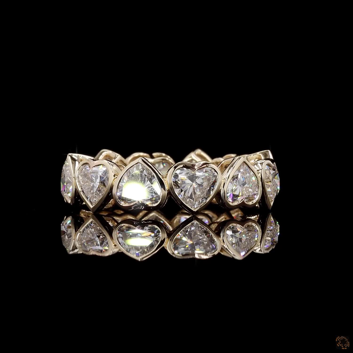 6.92 Ct Heart-Shaped Diamond Eternity Band Ring | Solid 14K Gold Anniversary Ring