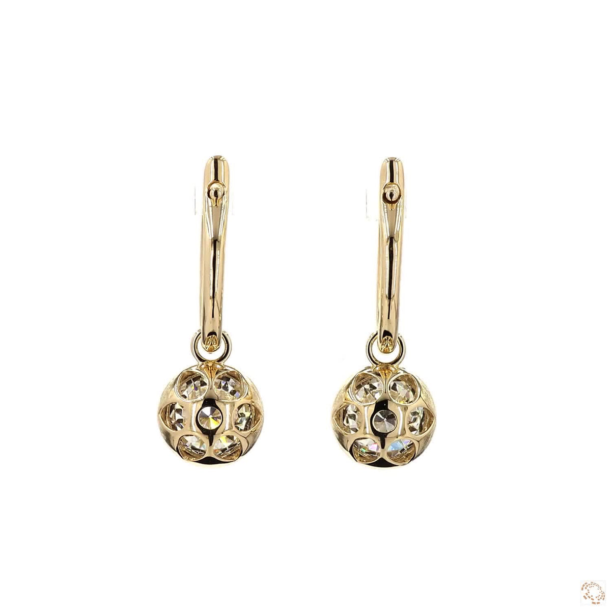 4.01 Ct Round Cut Diamond Drop Huggie Earrings in 14K Gold | Blackened Bezel Solitaire Dangle Hoops