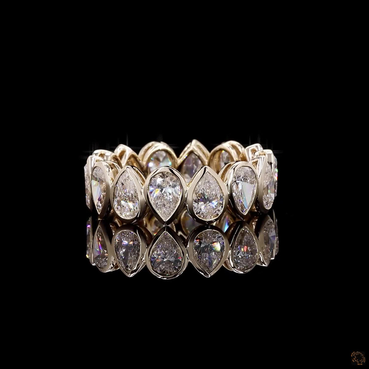 3.56 Ct Bezel Set Pear Diamond Eternity Band | Full Circle Lab Grown Diamond Ring | Elegant Stackable Wedding Band