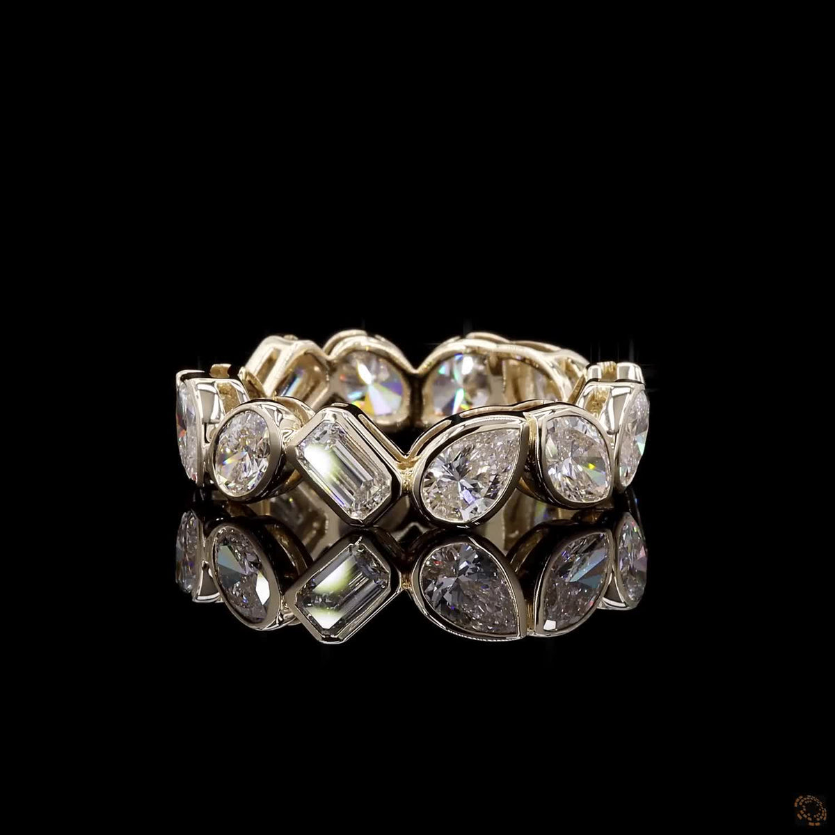 4.1 Ct Bezel-Set Multi-Shape Diamond Eternity Band in 14K Yellow Gold