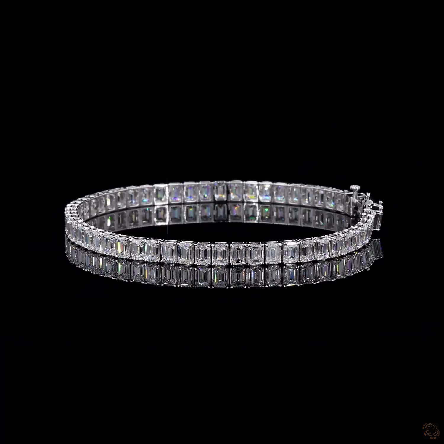12.01 Ct Emerald Cut Diamond Tennis Bracelet in White Gold