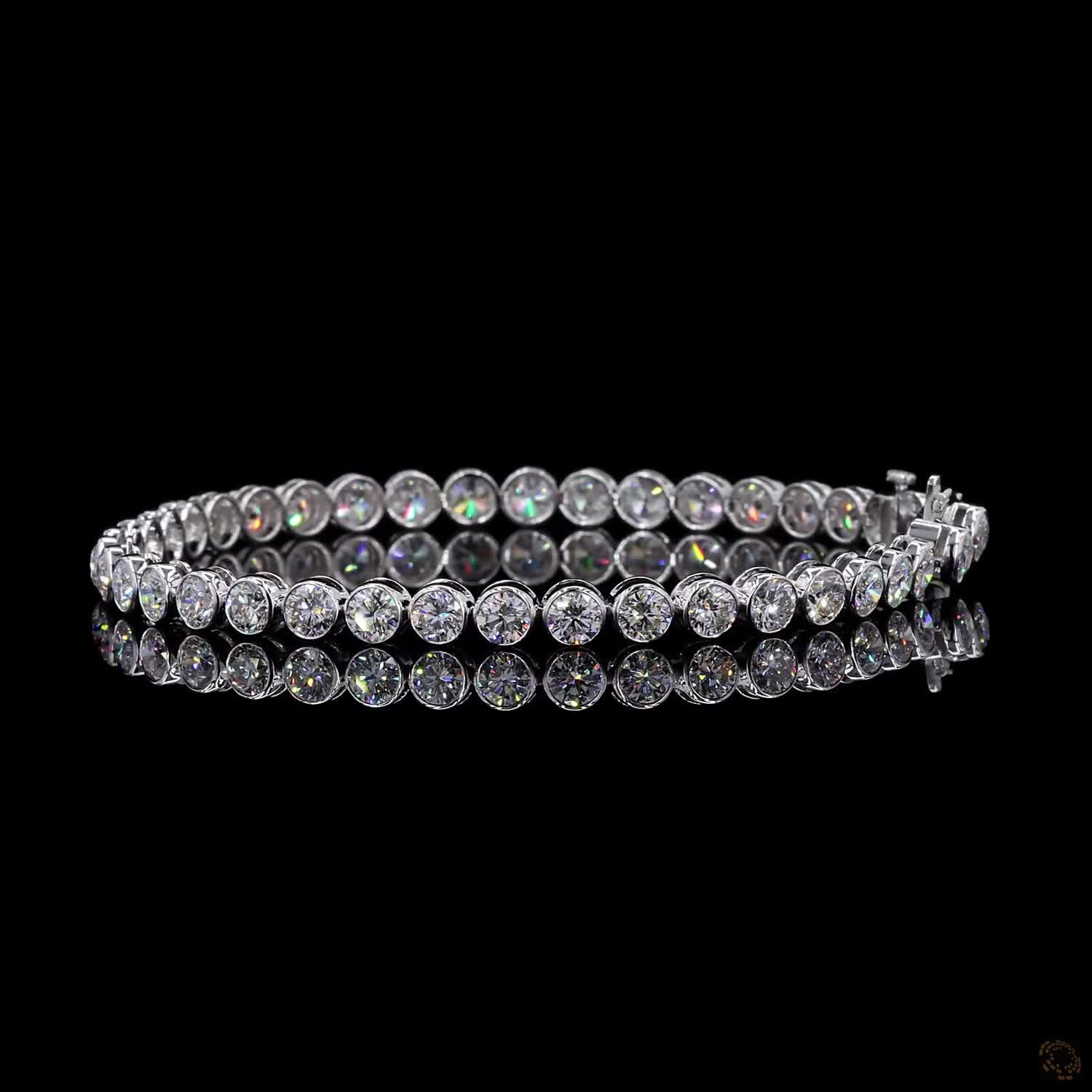 10.02 Ct Bezel-Set Round Diamond Tennis Bracelet in White Gold