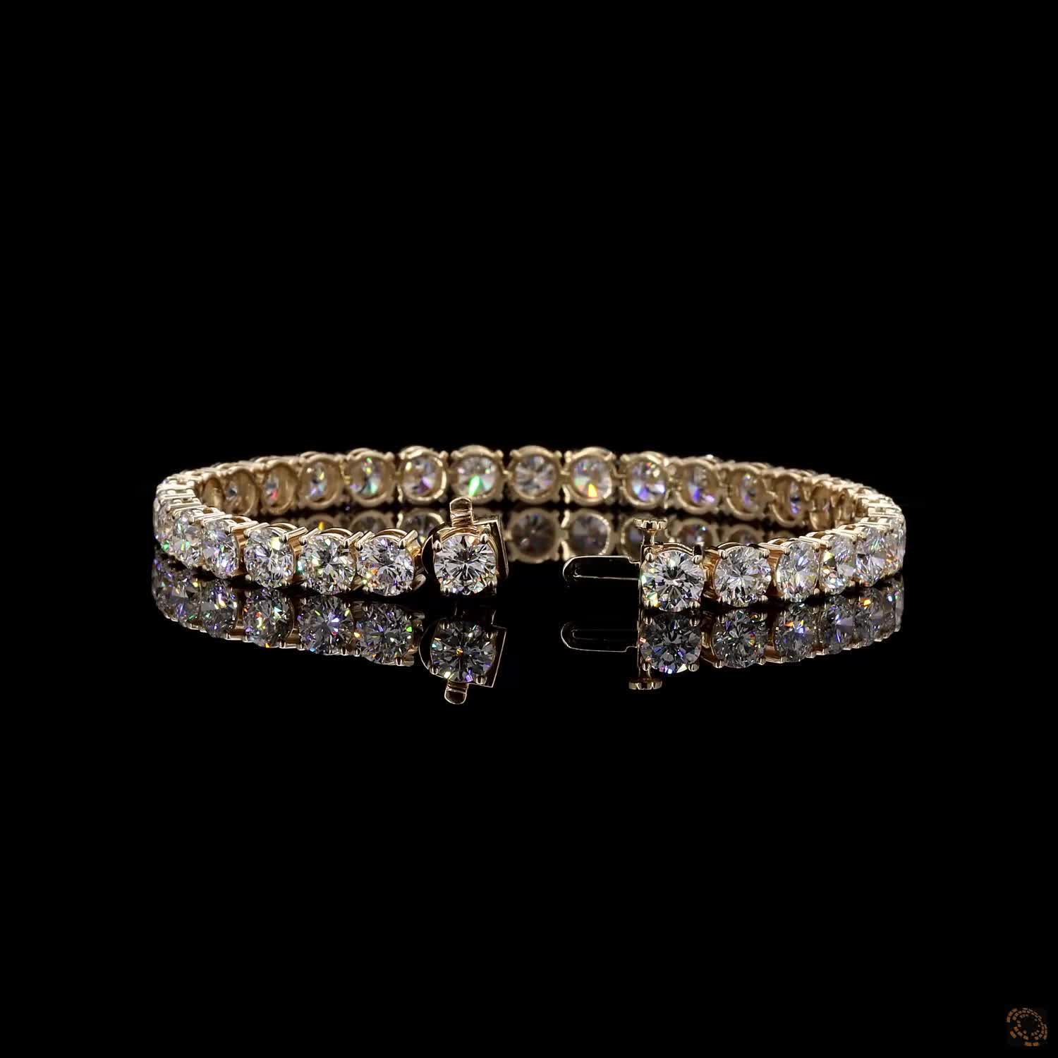 17.68 Ct Round Cut Moissanite Classic Tennis Bracelet in 14K Yellow Gold | 4-Prong Diamond Alternative Line Bracelet