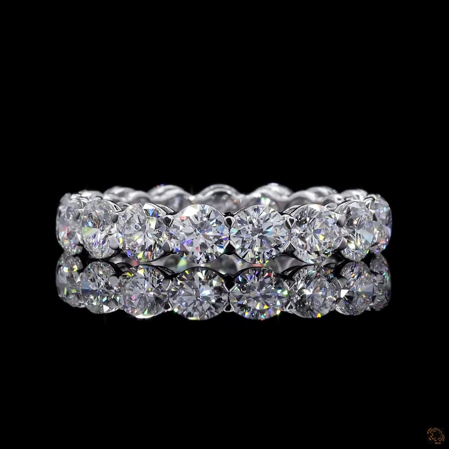 4.42 Ct Full Eternity Wedding Band, Round Brilliant Cut Prong Bridal Band in White Gold