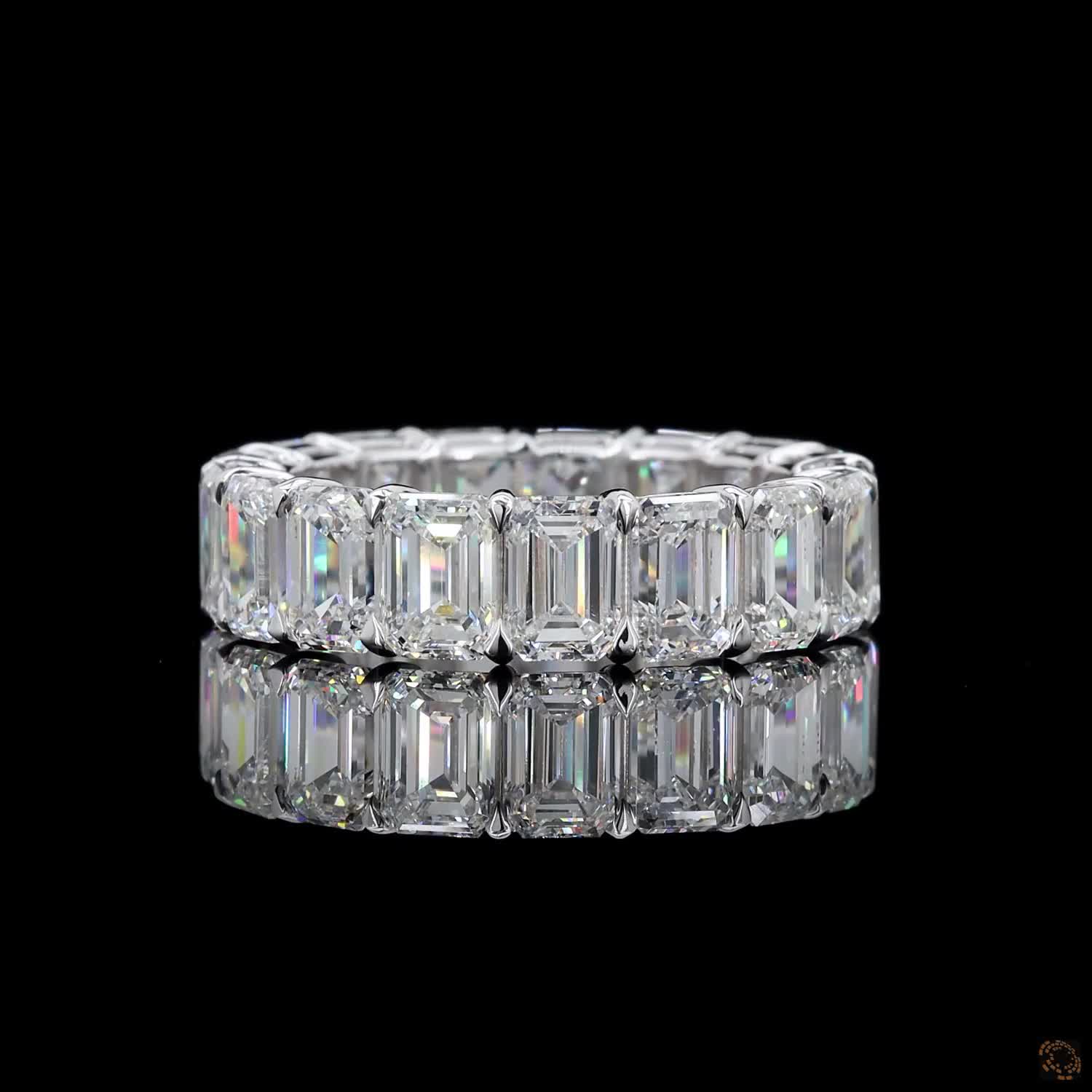 8.58 Ct Vertical Emerald-Cut Diamond Shared-Prong Eternity Ring
