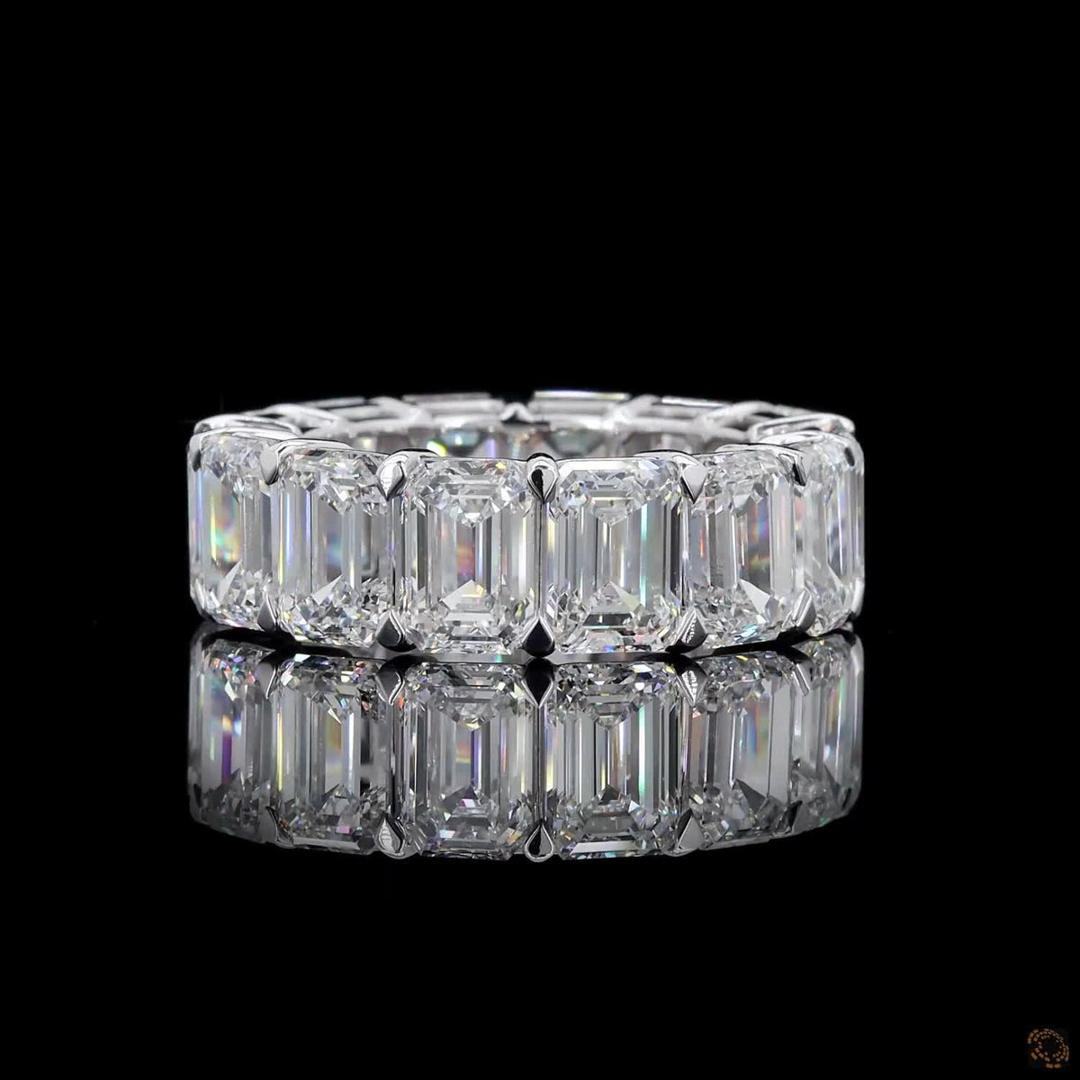 16.12 Ct Full Eternity Wedding Band, Emerald Cut Anniversary Band, White Gold Lab Diamond Bridal Ring