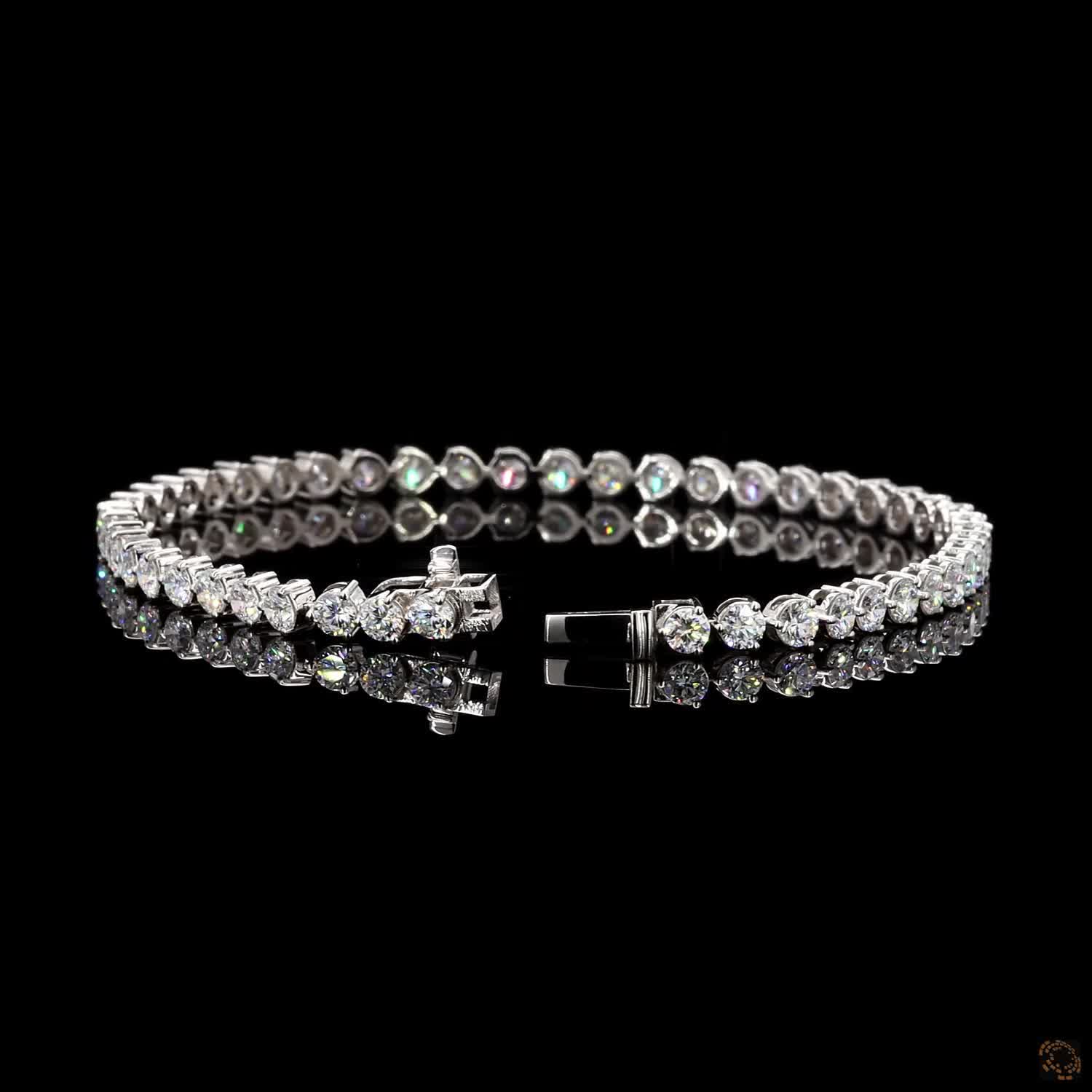 5.18 Ct White Gold Graduate Tennis Bracelet, Tapered Round Cut Eternity Line Bracelet, Timeless Fine Jewelry Gift for Her