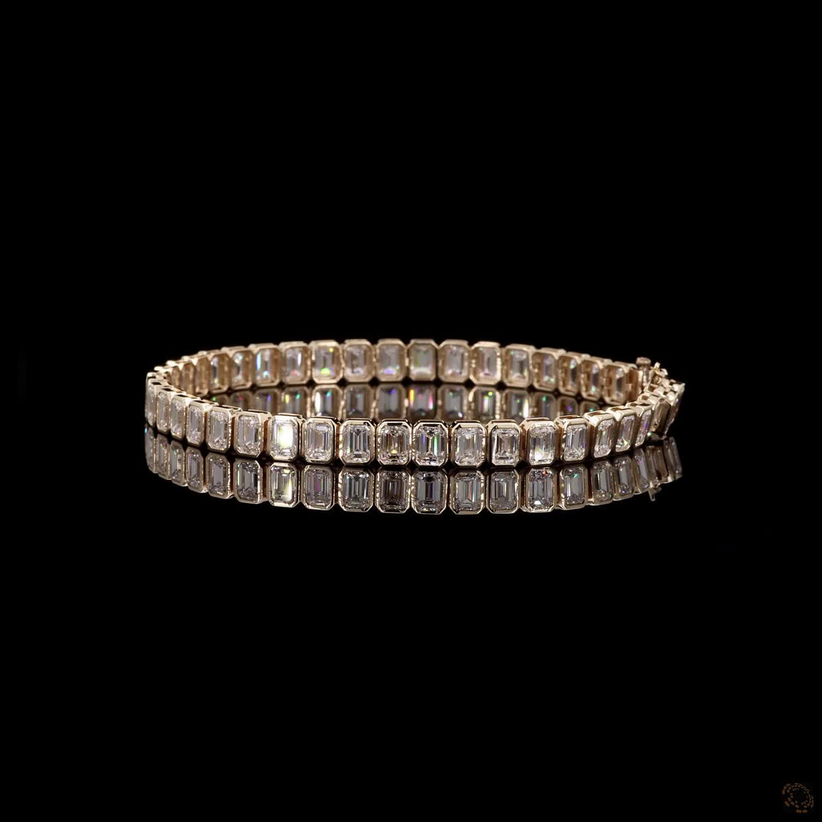 17.04 Ct Bezel-Set Emerald Cut Diamond Tennis Bracelet in 14K Yellow Gold