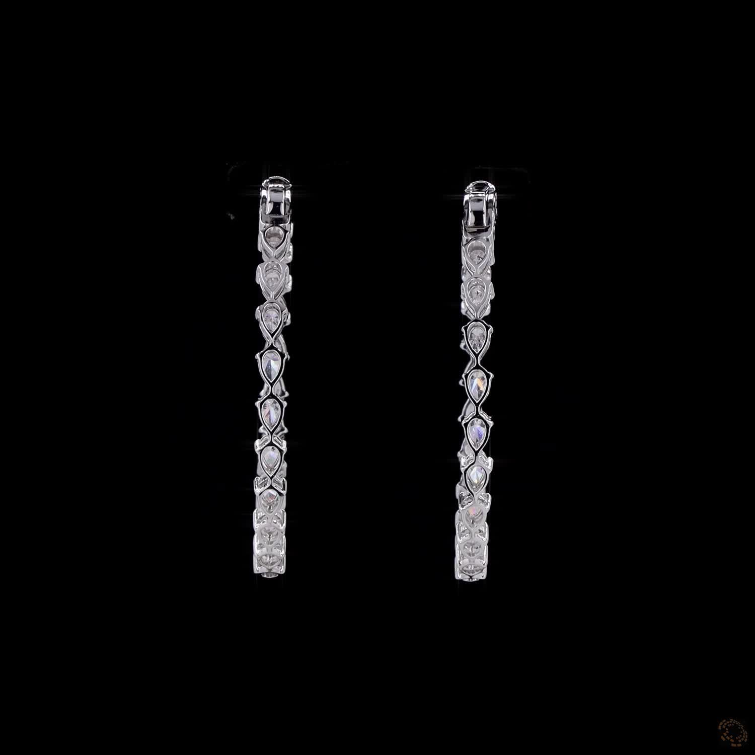 4.44 Ct White Gold Pear-Cut Diamond Inside-Out Hoop Earrings