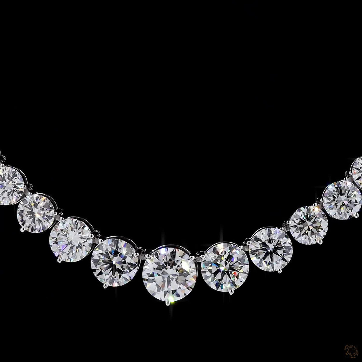 38.58 Ct Experience sleek, dynamic luxury with this bezel-set graduated round-cut diamond tennis necklace