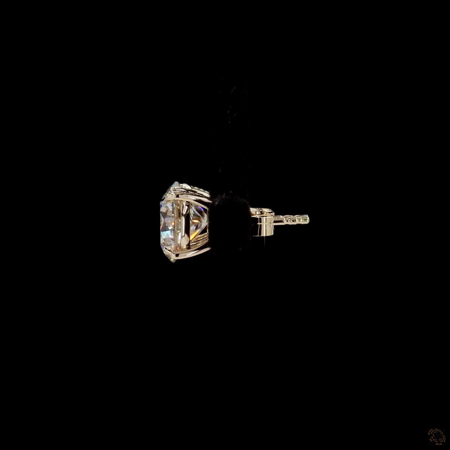 5.04 Ct Solid 14K Yellow Gold Round Brilliant Cut Diamond Stud Earrings – Timeless 4-Prong Double Claw Basket Solitaire Set