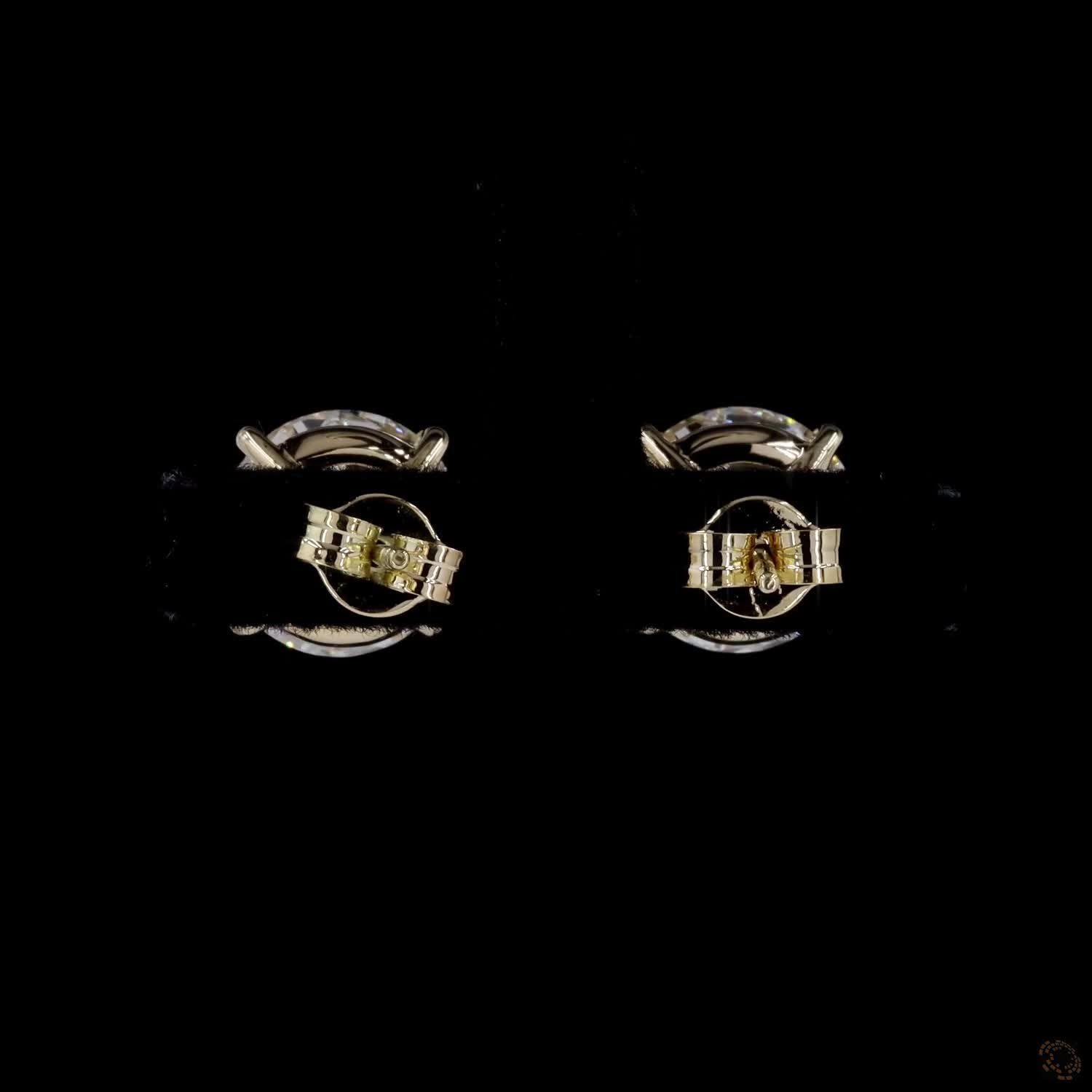 8.03 ct Solid 14K Yellow Gold Round Brilliant Cut Diamond Stud Earrings – Classic 4-Prong Double-Claw Solitaire Studs