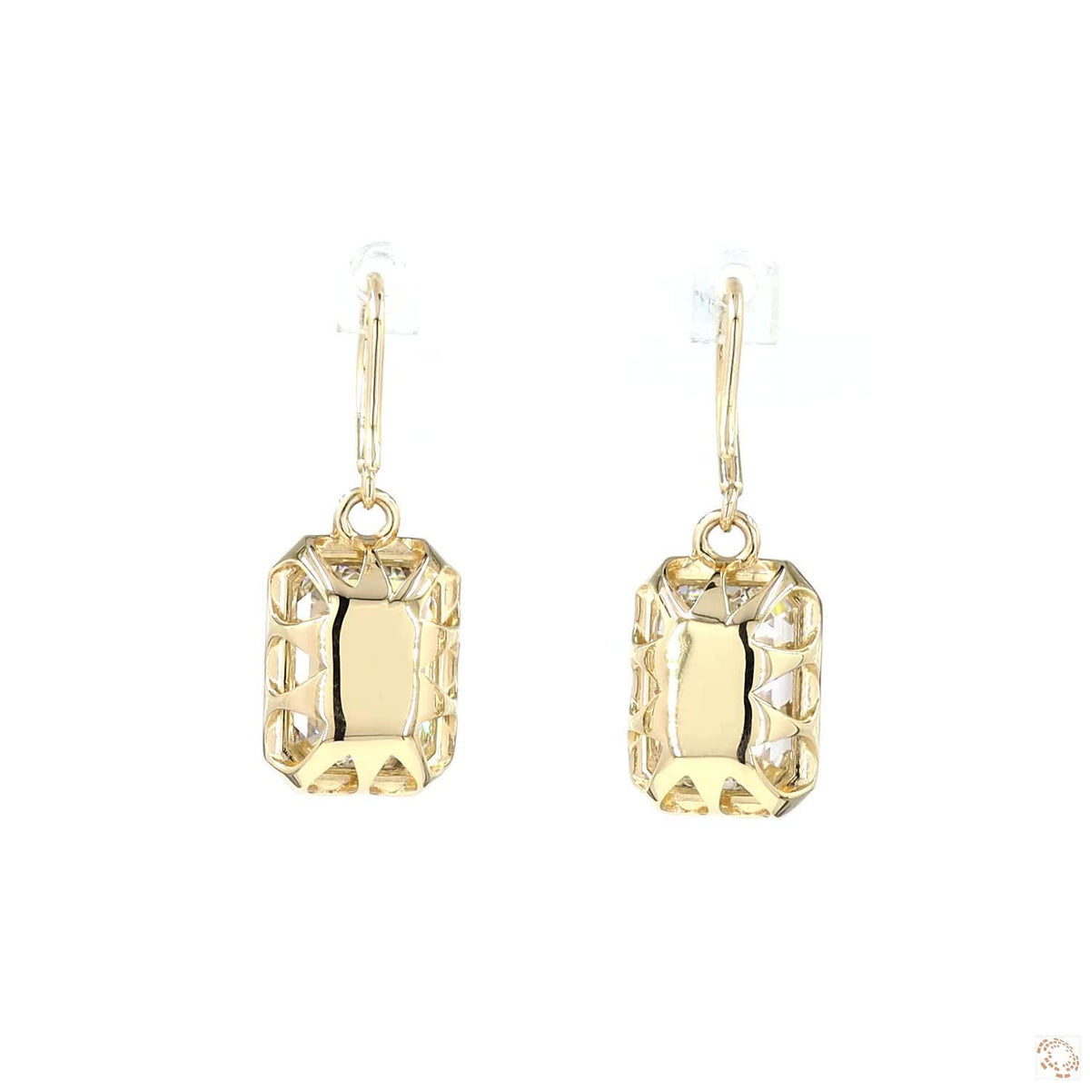 6 Ct Make a striking statement with these vintage-inspired emerald-cut diamond drop earrings