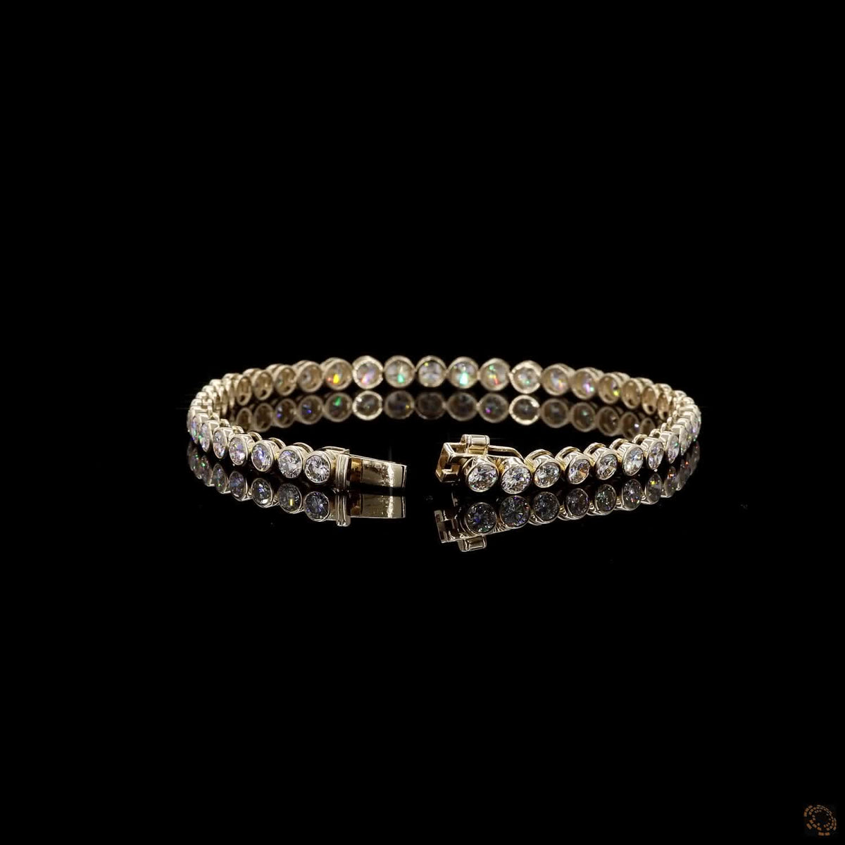 7.25 Ct Bezel-Set Round Diamond Tennis Bracelet in 14K Yellow Gold