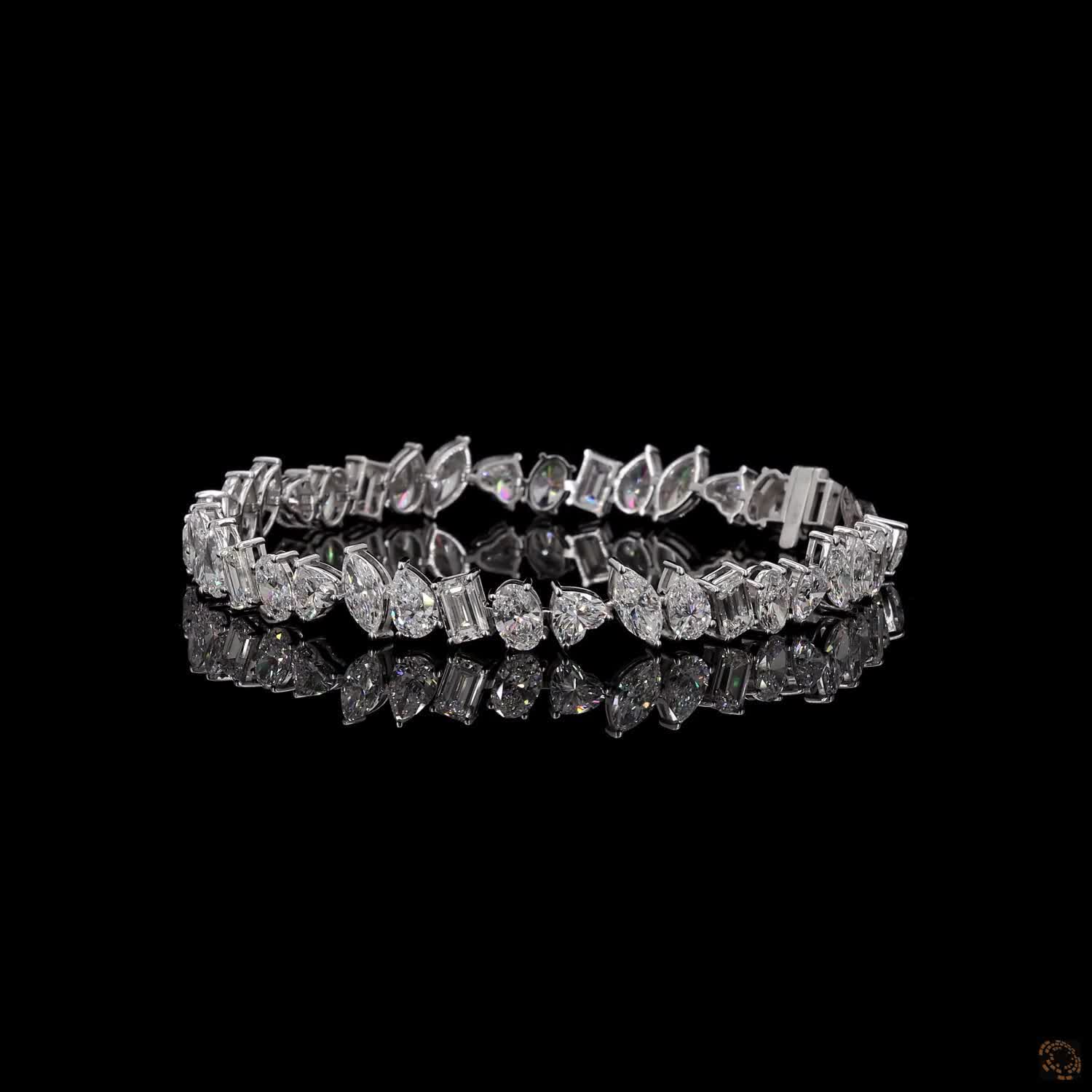 12.77Ct Alternating Mixed Fancy Cut Diamond Tennis Bracelet